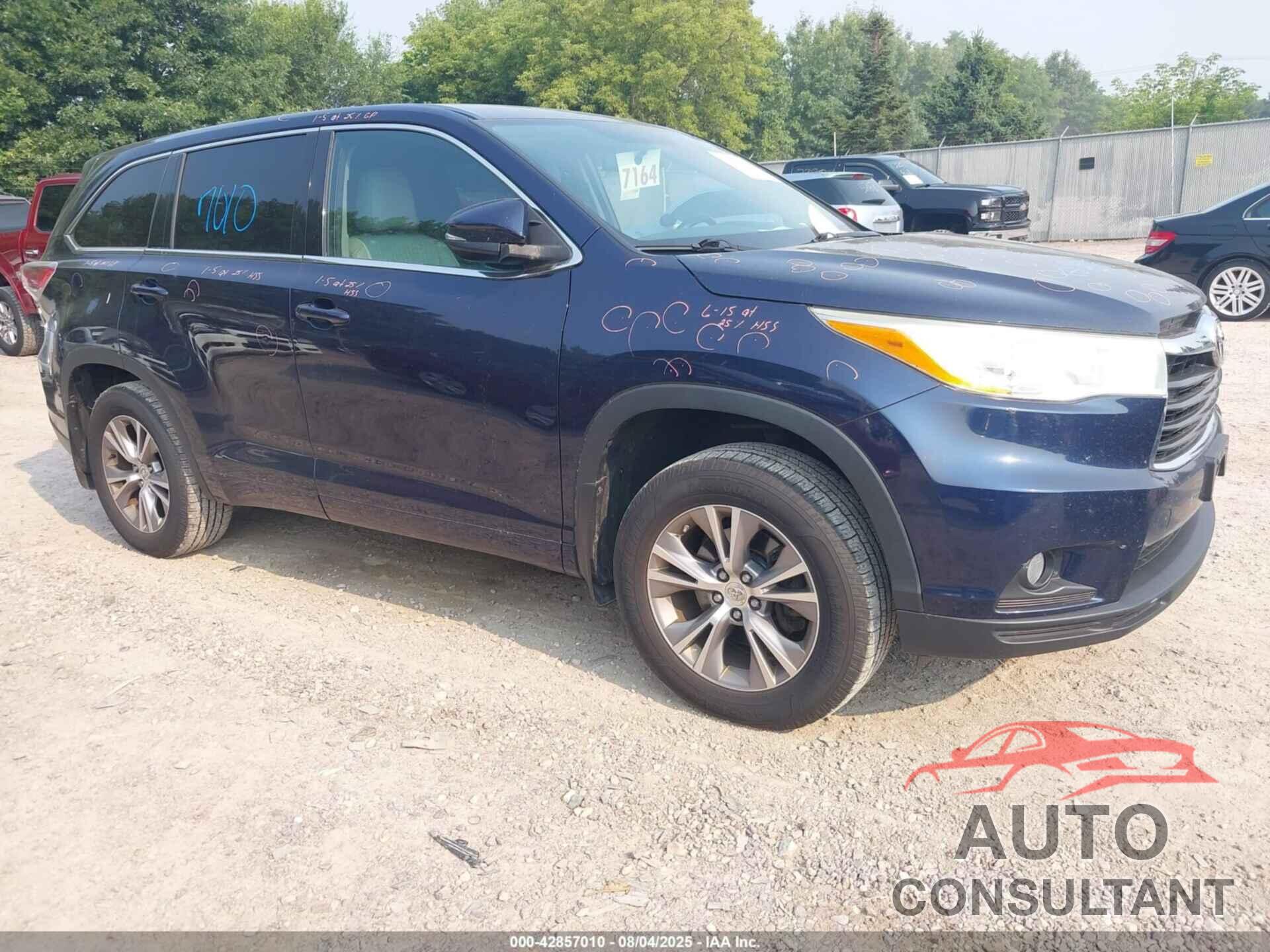 TOYOTA HIGHLANDER 2014 - 5TDBKRFH3ES025905
