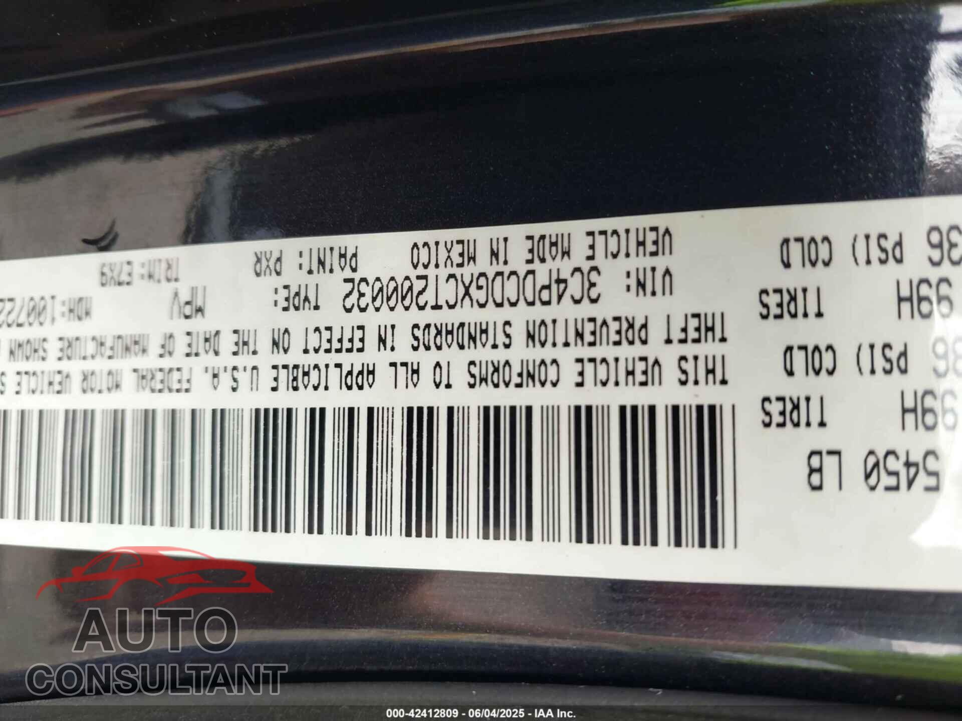 DODGE JOURNEY 2012 - 3C4PDCDGXCT200032