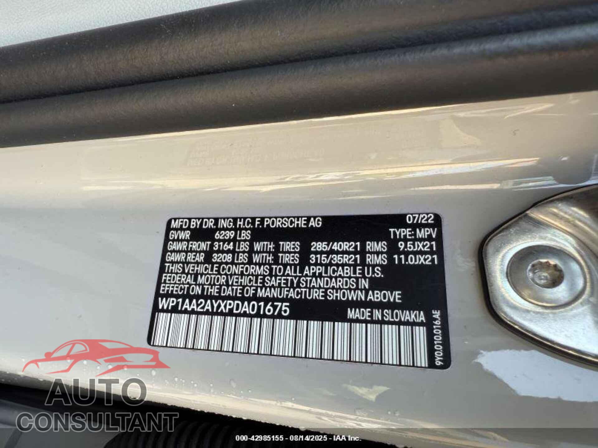 PORSCHE CAYENNE 2023 - WP1AA2AYXPDA01675