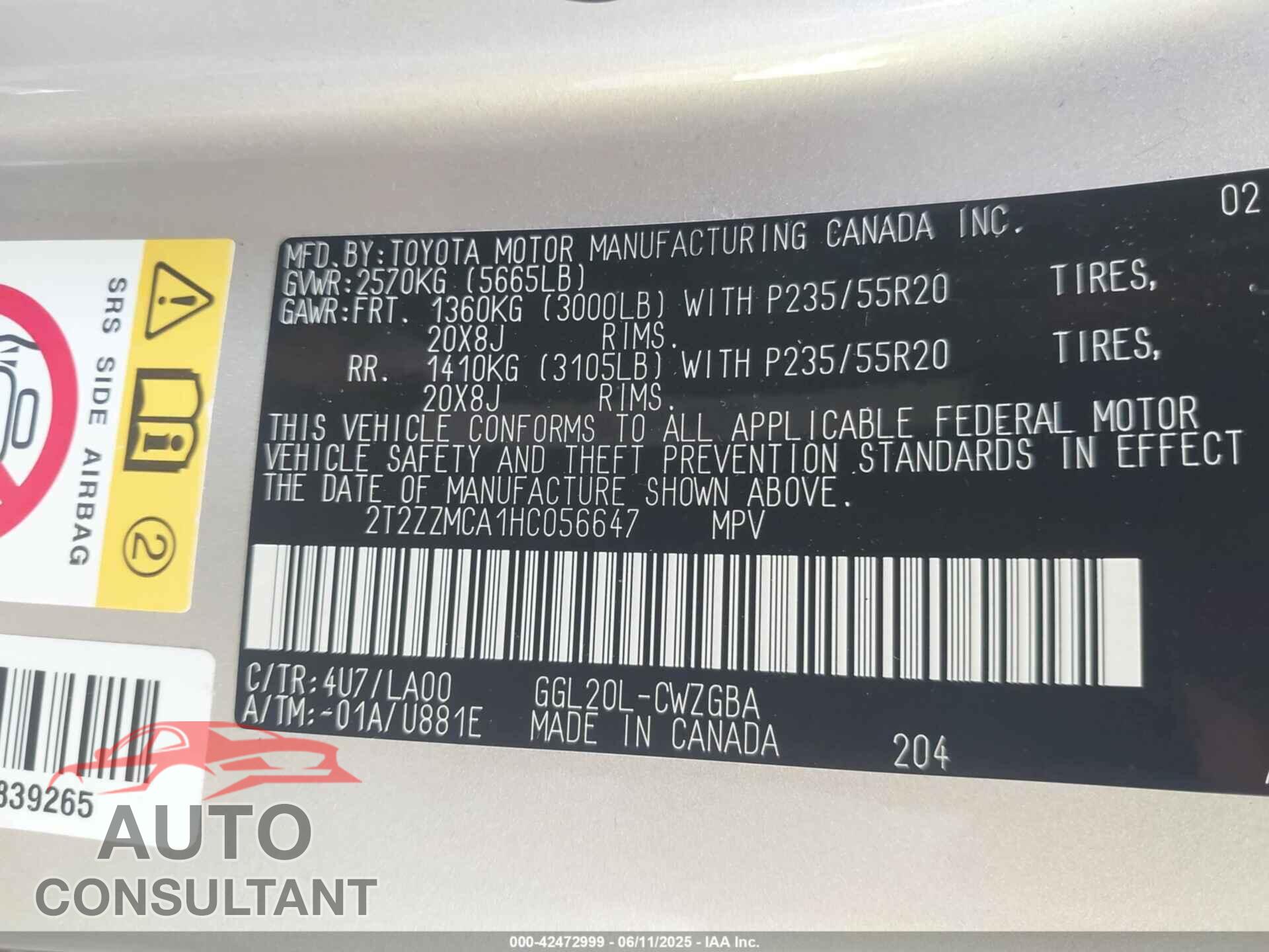 LEXUS RX 350 2017 - 2T2ZZMCA1HC056647