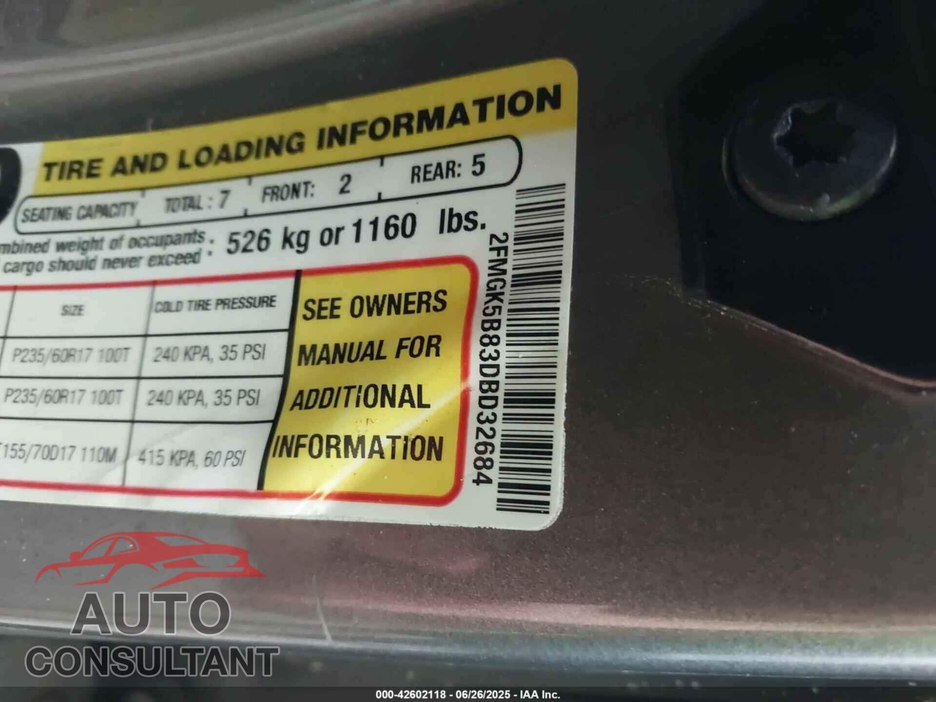 FORD FLEX 2013 - 2FMGK5B83DBD32684
