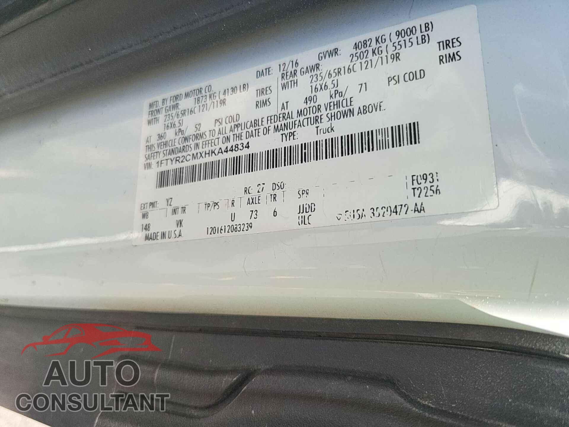 FORD TRANSIT 2017 - 1FTYR2CMXHKA44834