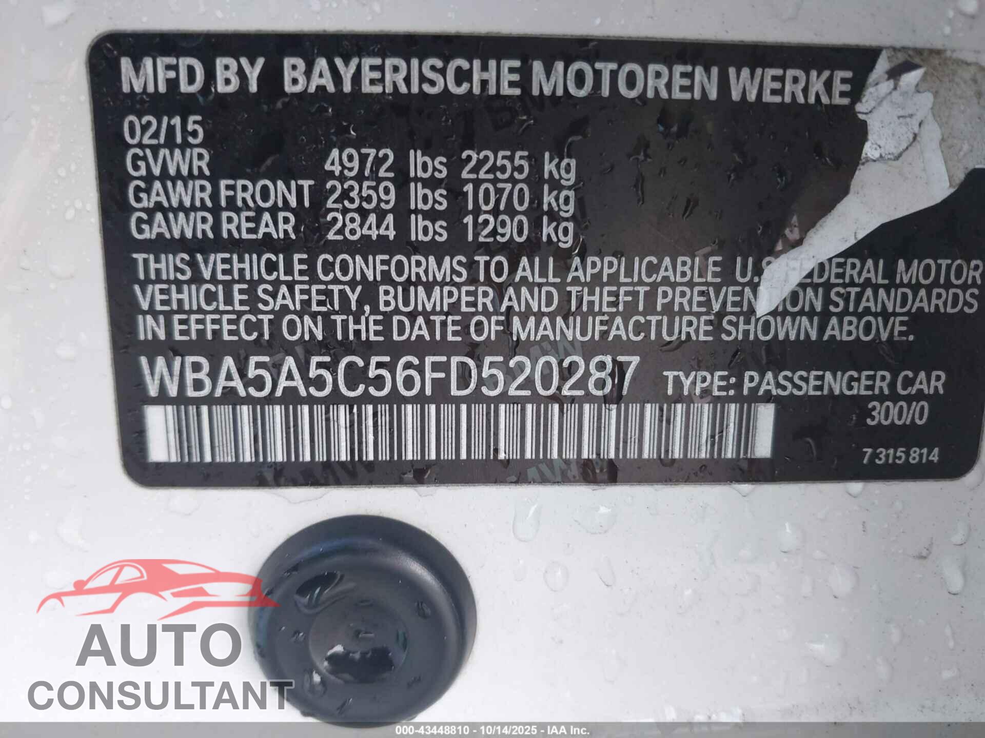 BMW 528I 2015 - WBA5A5C56FD520287