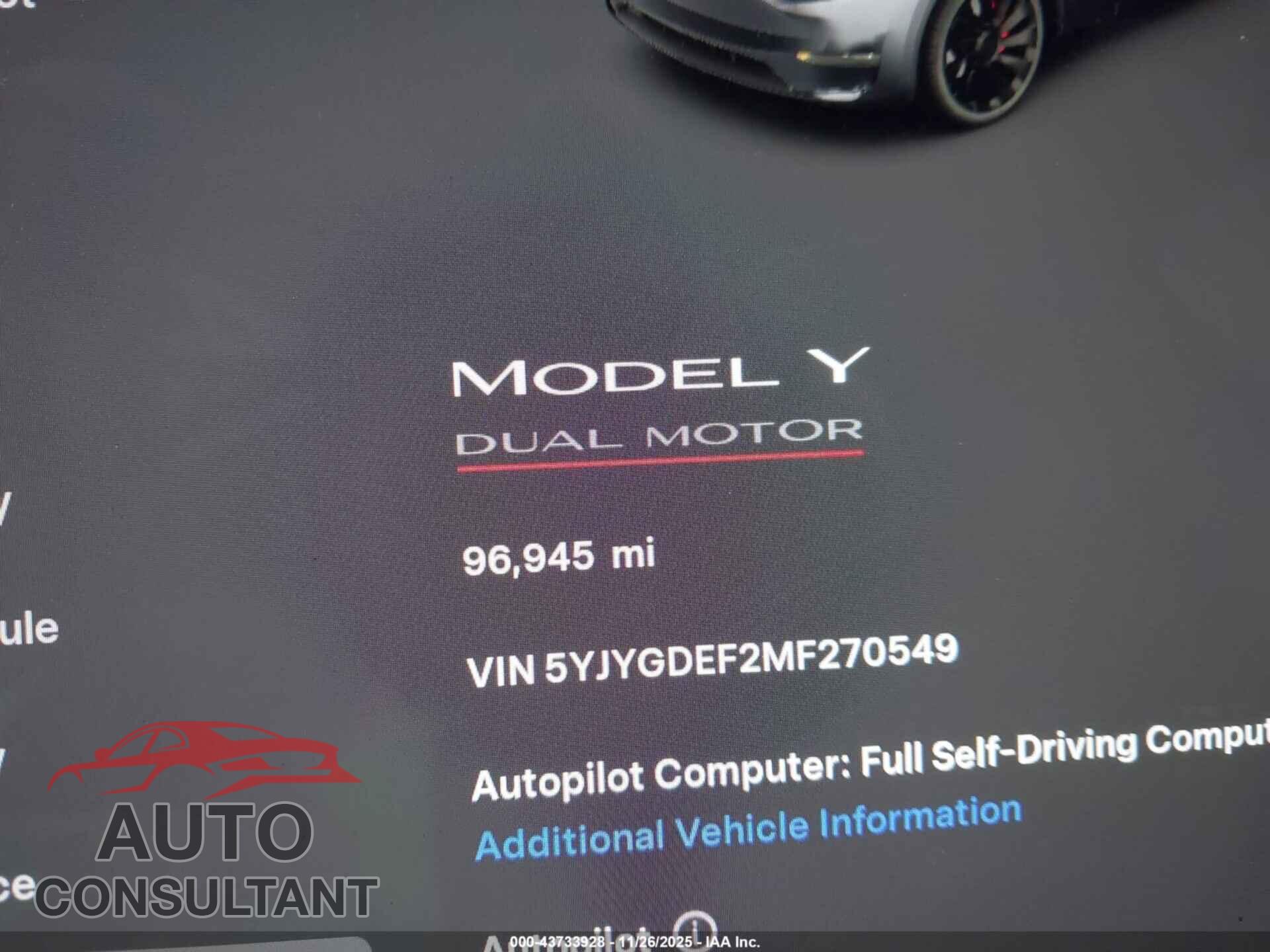 TESLA MODEL Y 2021 - 5YJYGDEF2MF270549