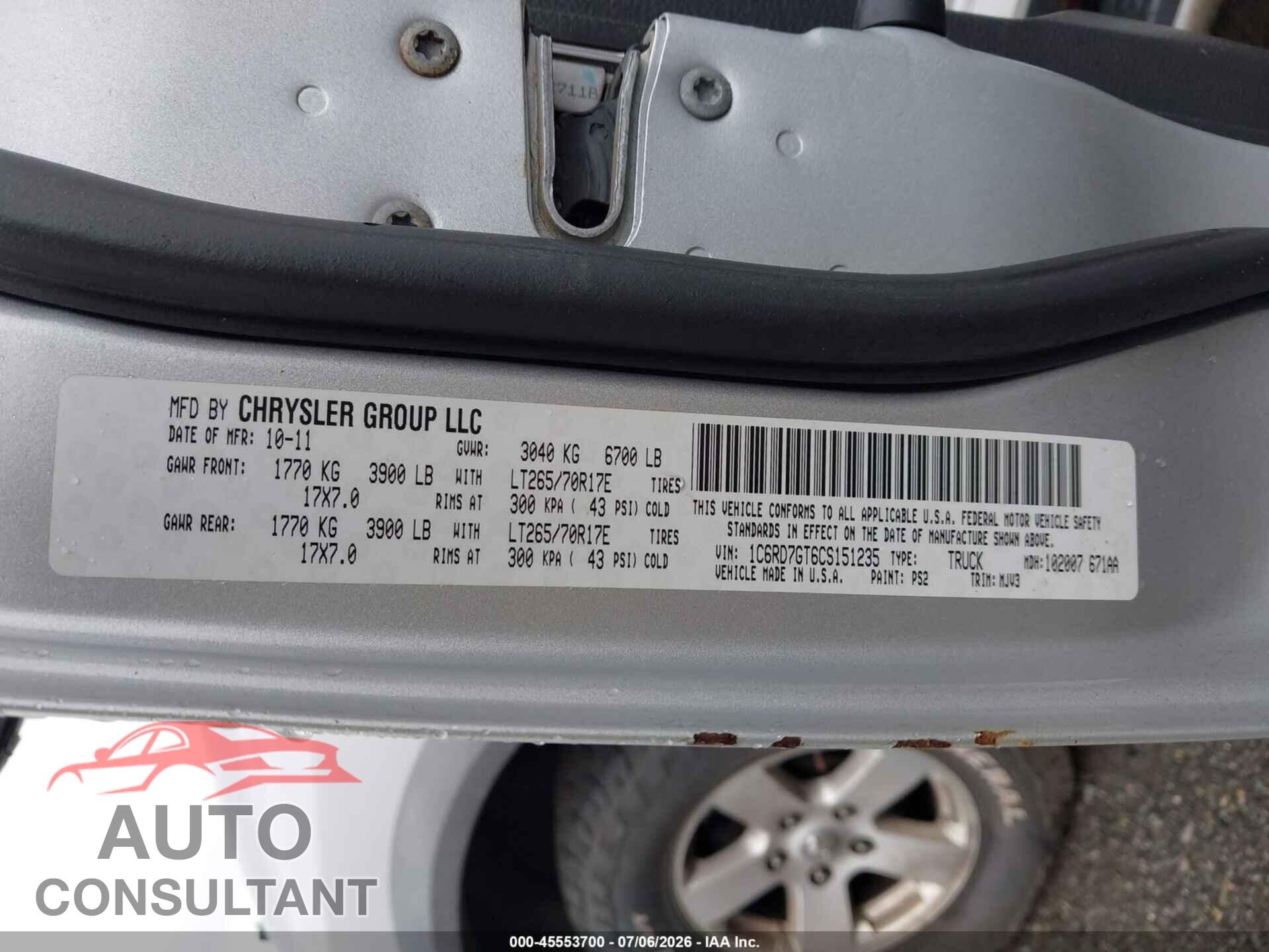 DODGE RAM 1500 2012 - 1C6RD7GT6CS151235