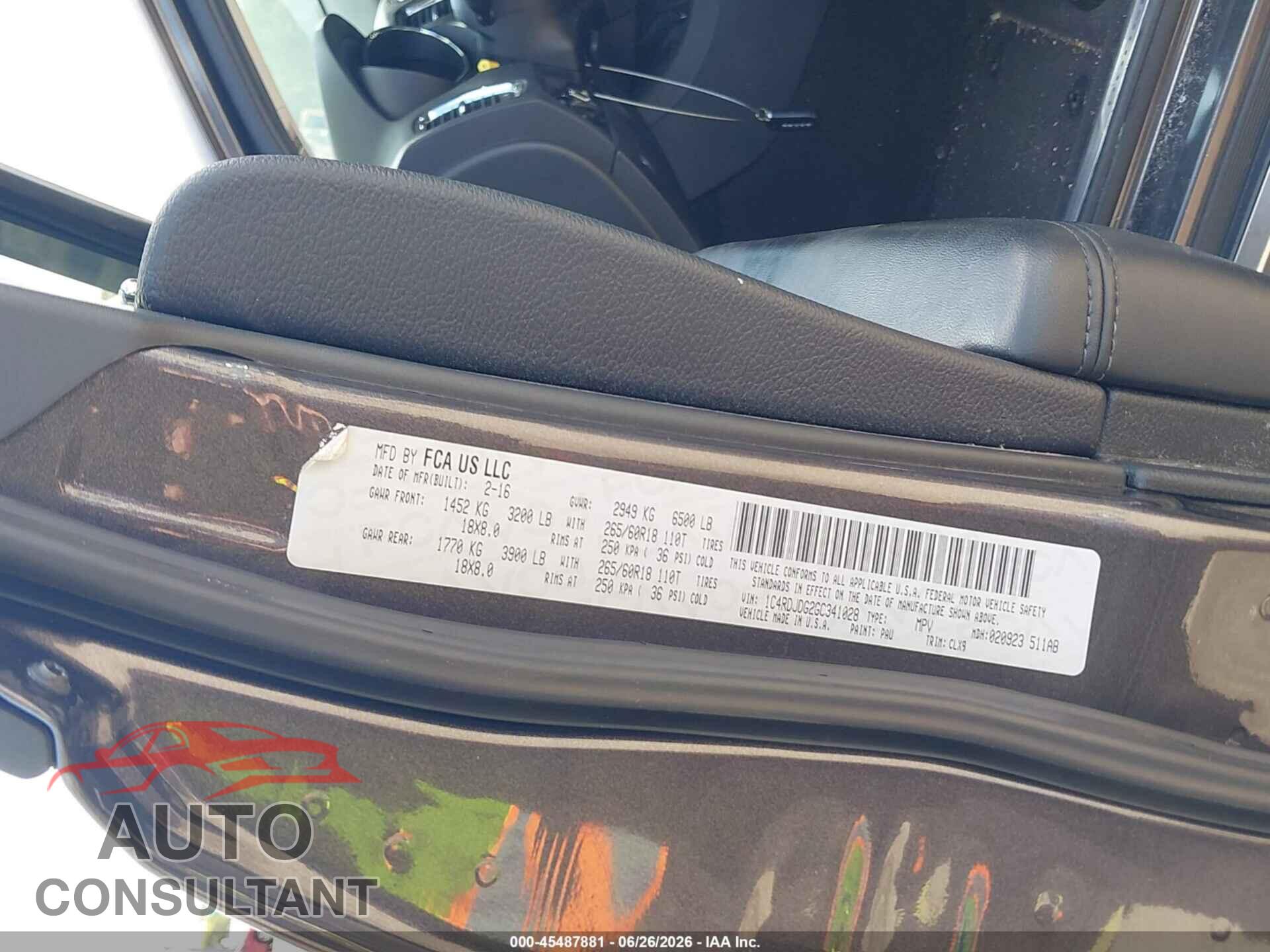 DODGE DURANGO 2016 - 1C4RDJDG2GC341028
