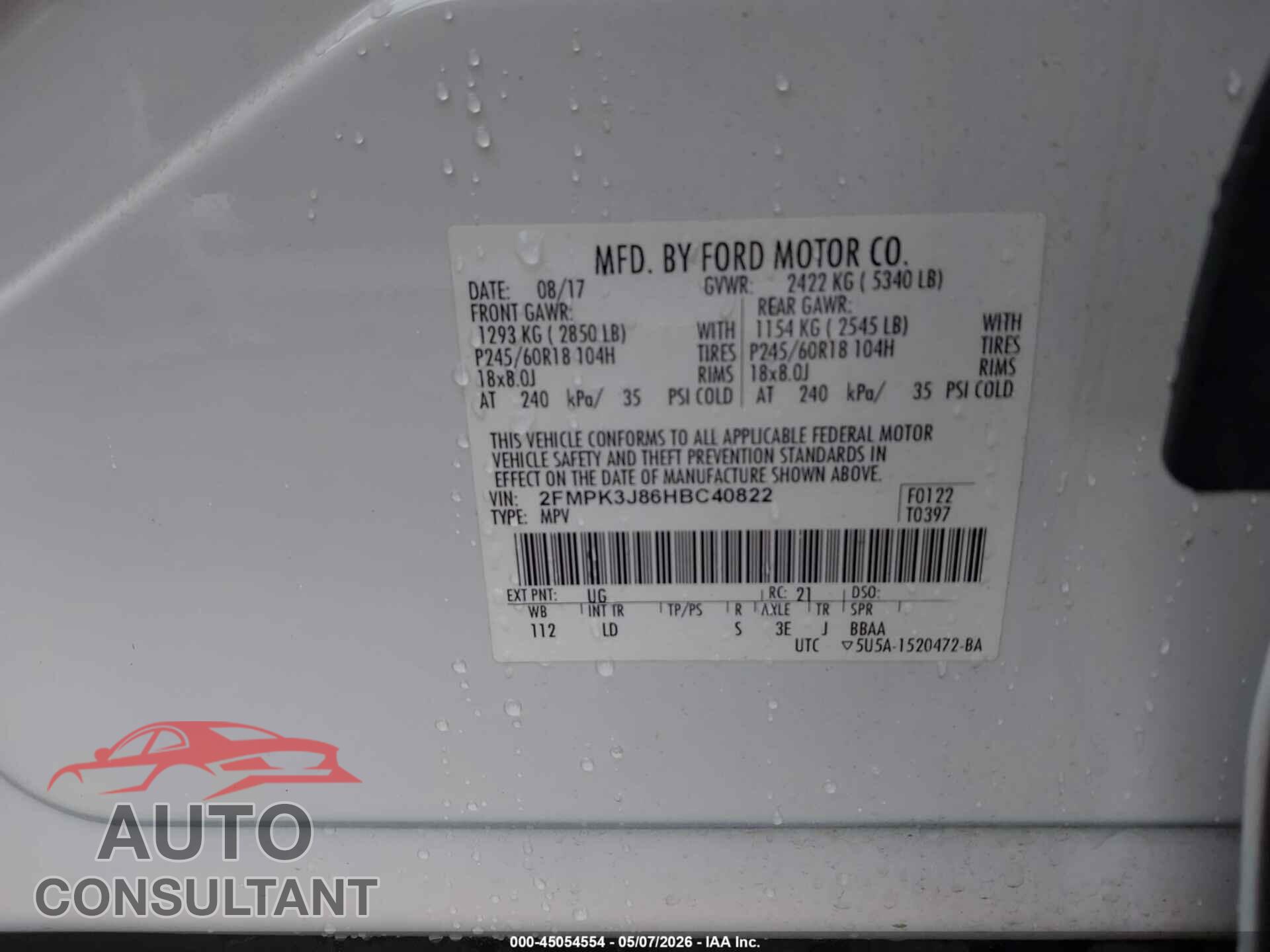 FORD EDGE 2017 - 2FMPK3J86HBC40822