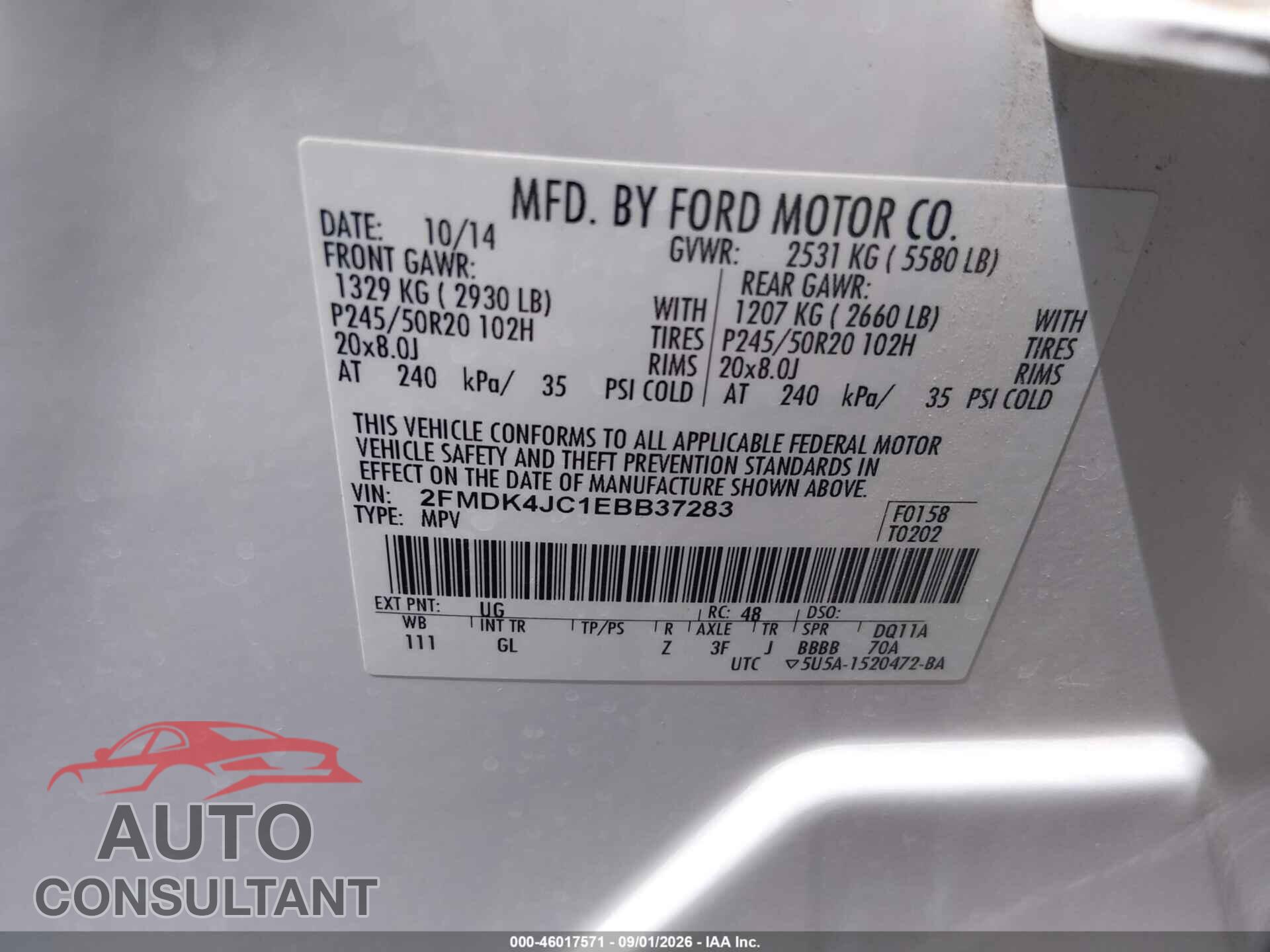 FORD EDGE 2014 - 2FMDK4JC1EBB37283