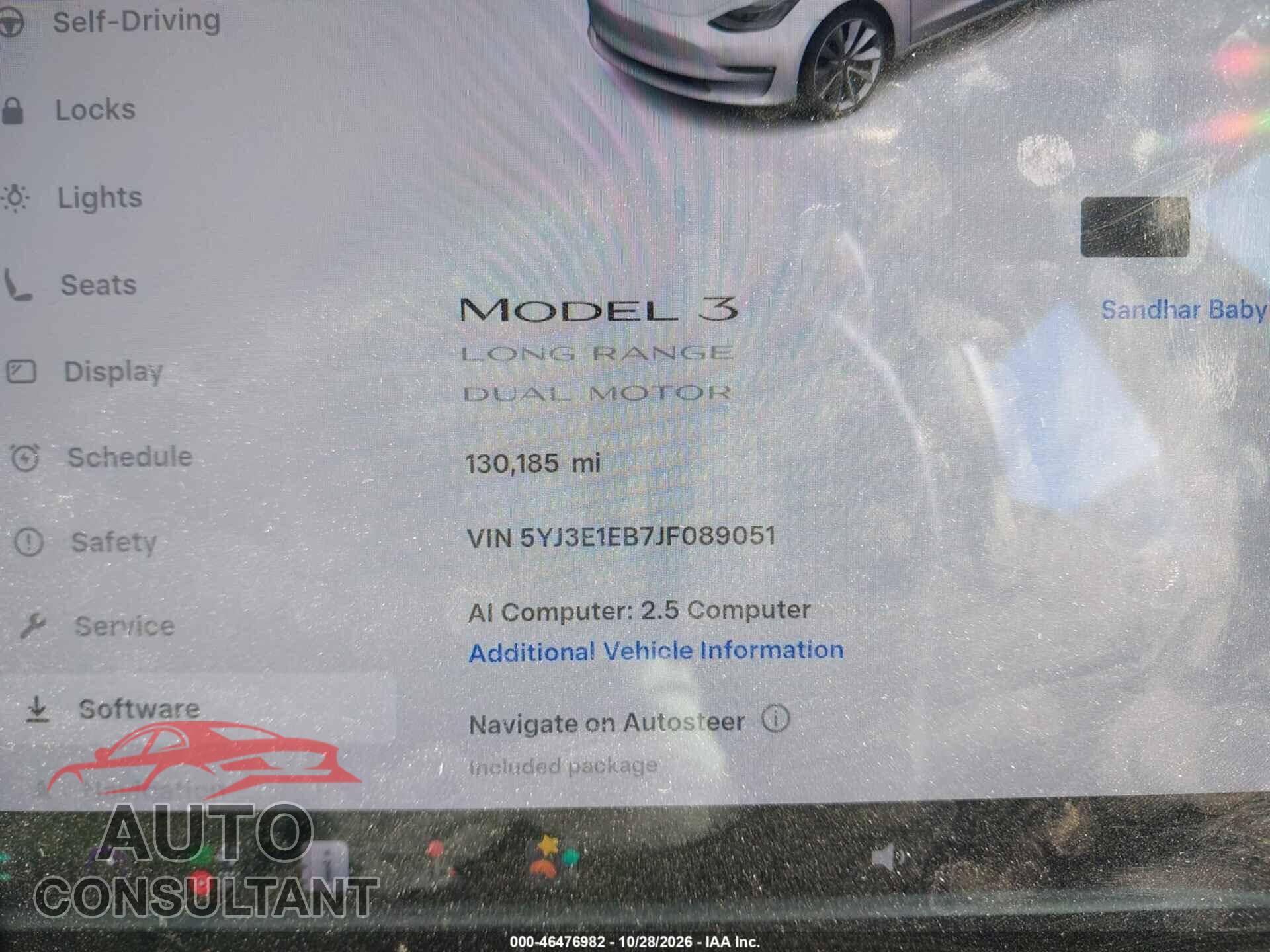 TESLA MODEL 3 2018 - 5YJ3E1EB7JF089051
