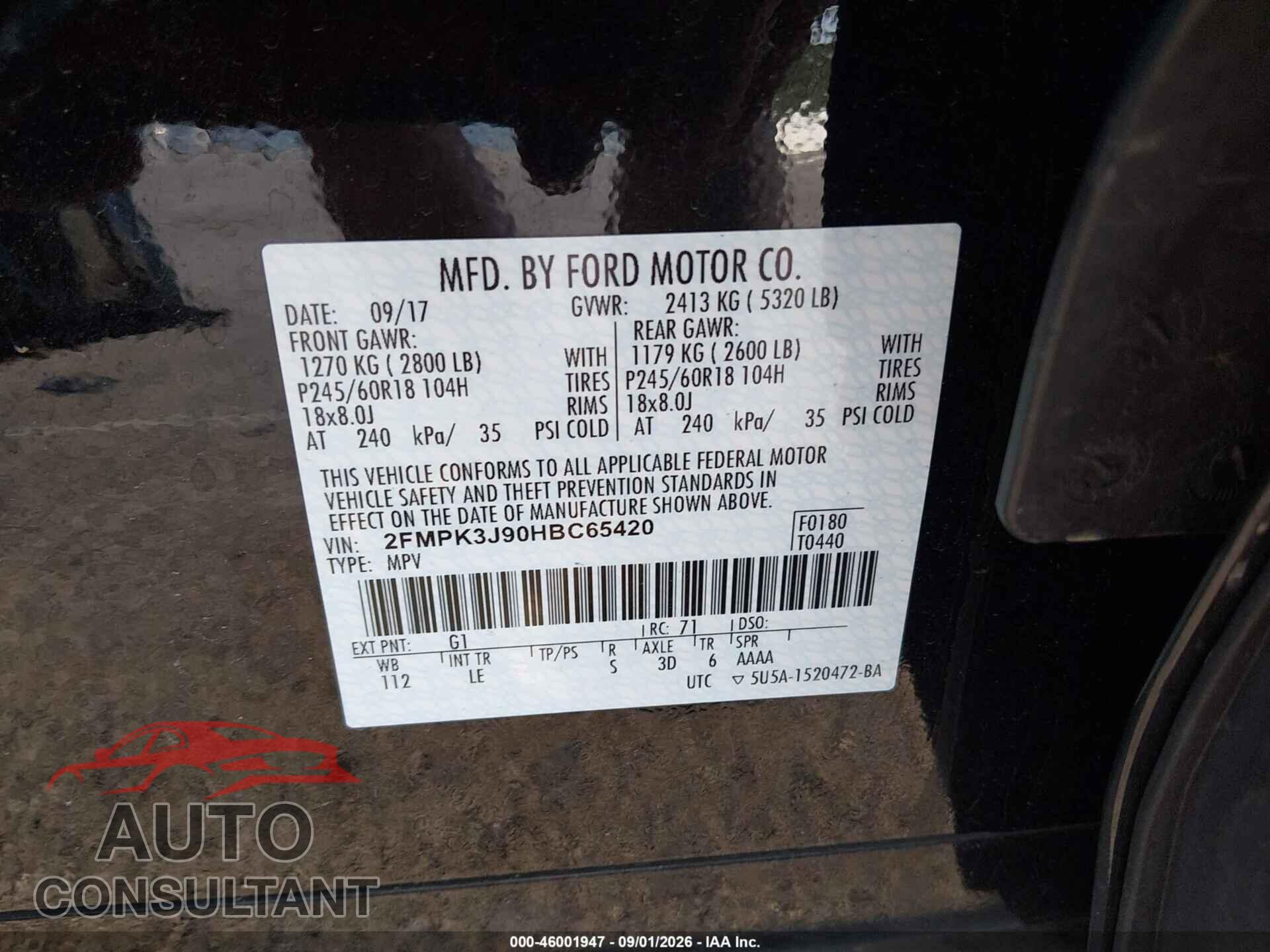 FORD EDGE 2017 - 2FMPK3J90HBC65420