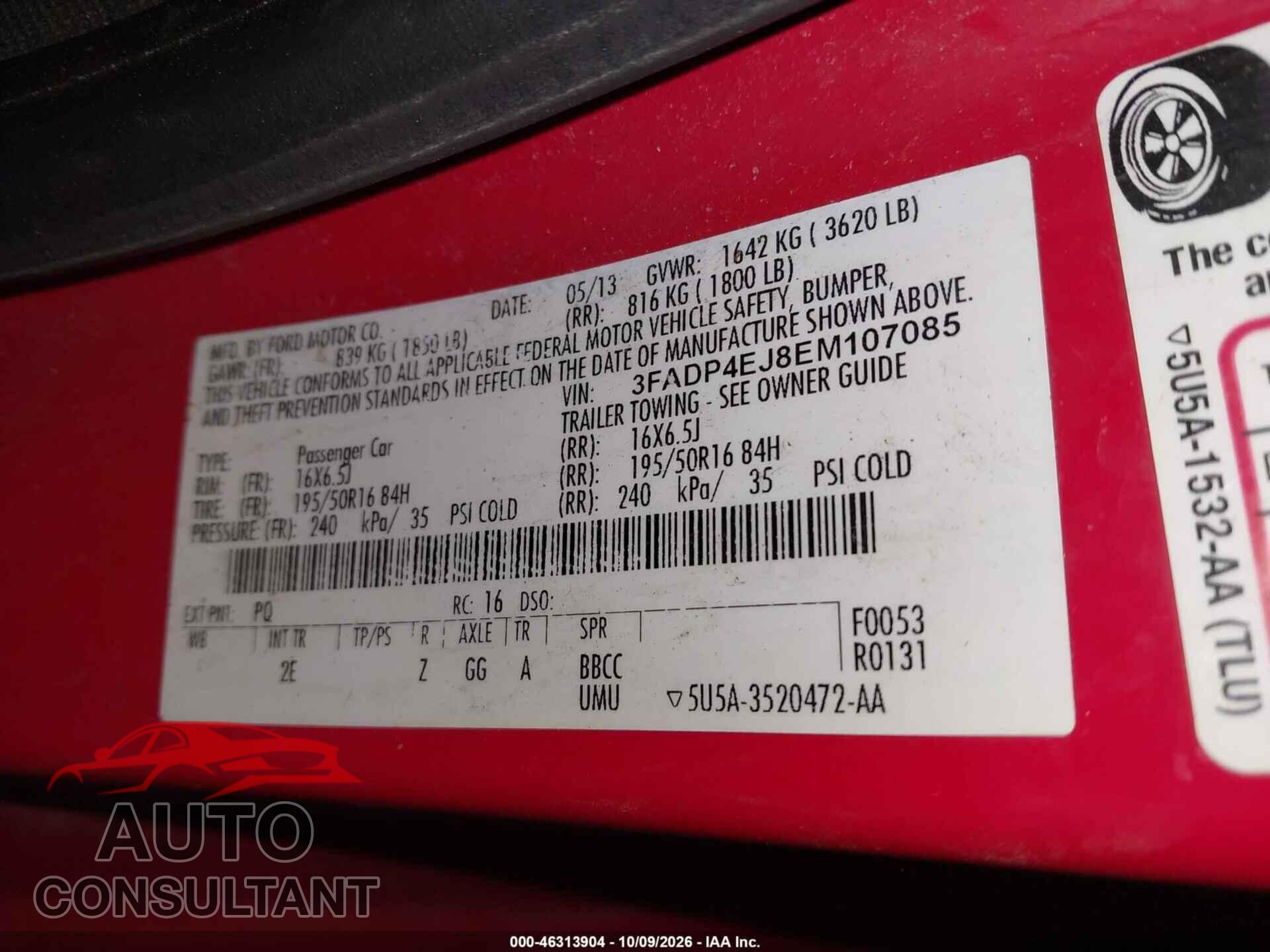 FORD FIESTA 2014 - 3FADP4EJ8EM107085