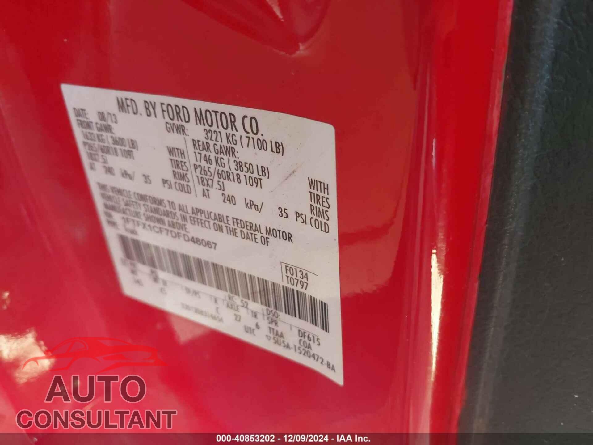 FORD F-150 2013 - 1FTFX1CF7DFD48067