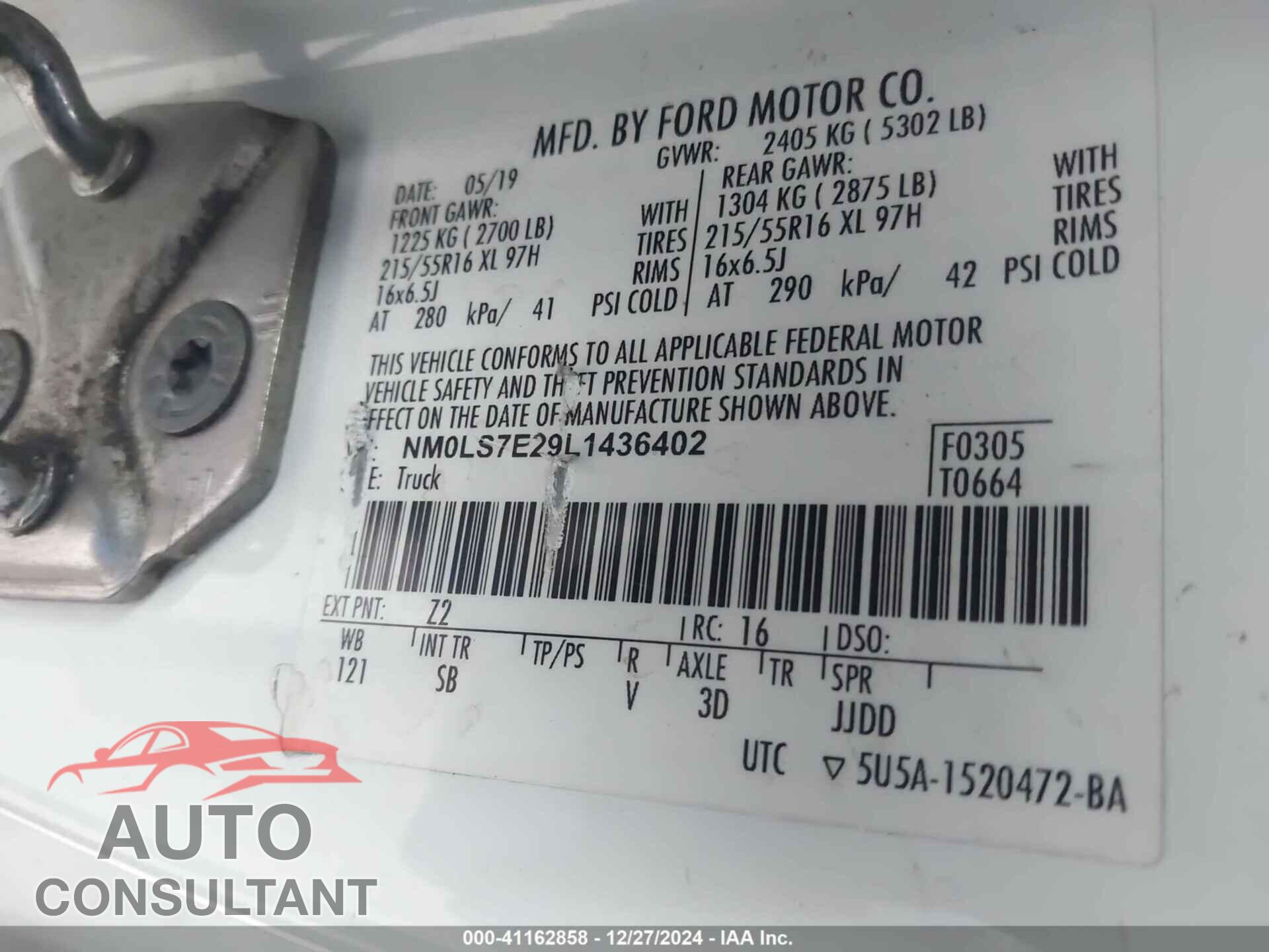 FORD TRANSIT CONNECT 2020 - NM0LS7E29L1436402