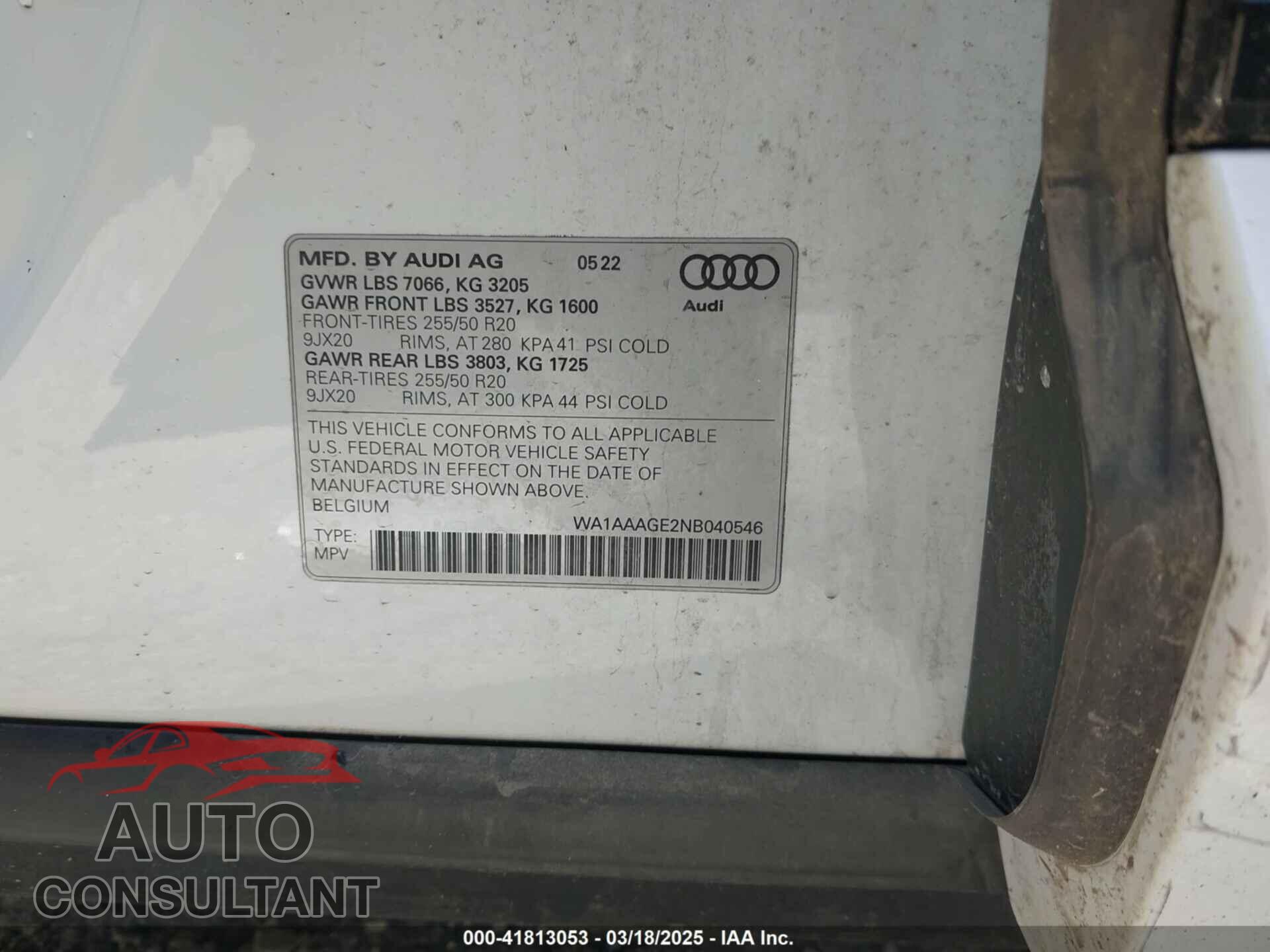 AUDI E-TRON 2022 - WA1AAAGE2NB040546