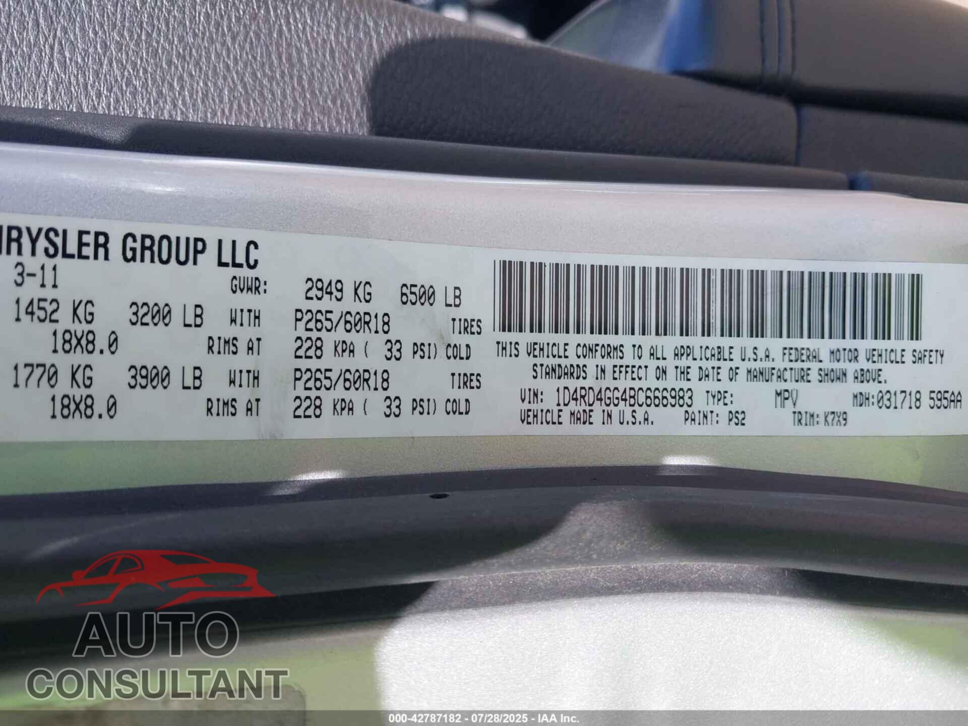 DODGE DURANGO 2011 - 1D4RD4GG4BC666983