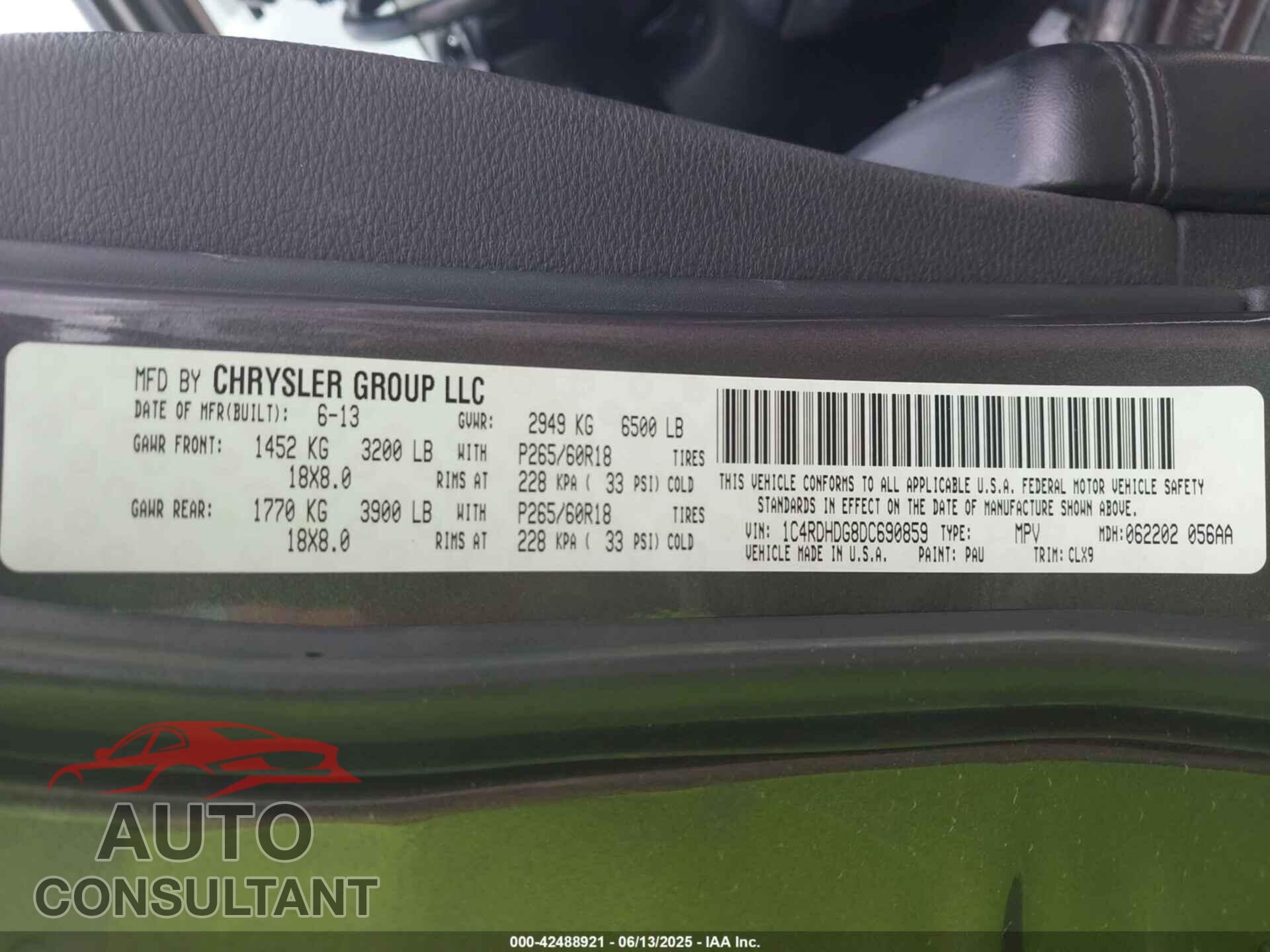 DODGE DURANGO 2013 - 1C4RDHDG8DC690859