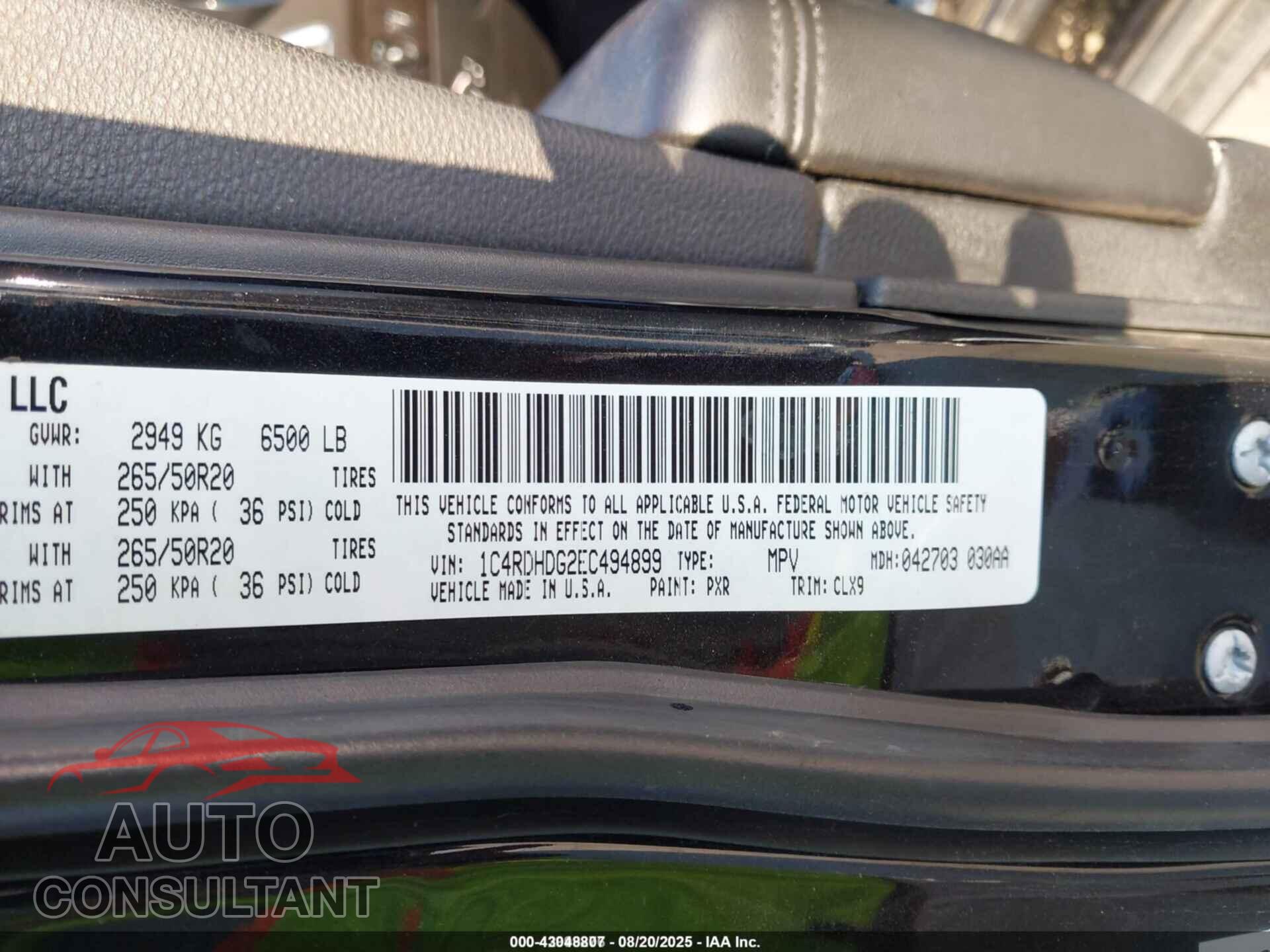 DODGE DURANGO 2014 - 1C4RDHDG2EC494899
