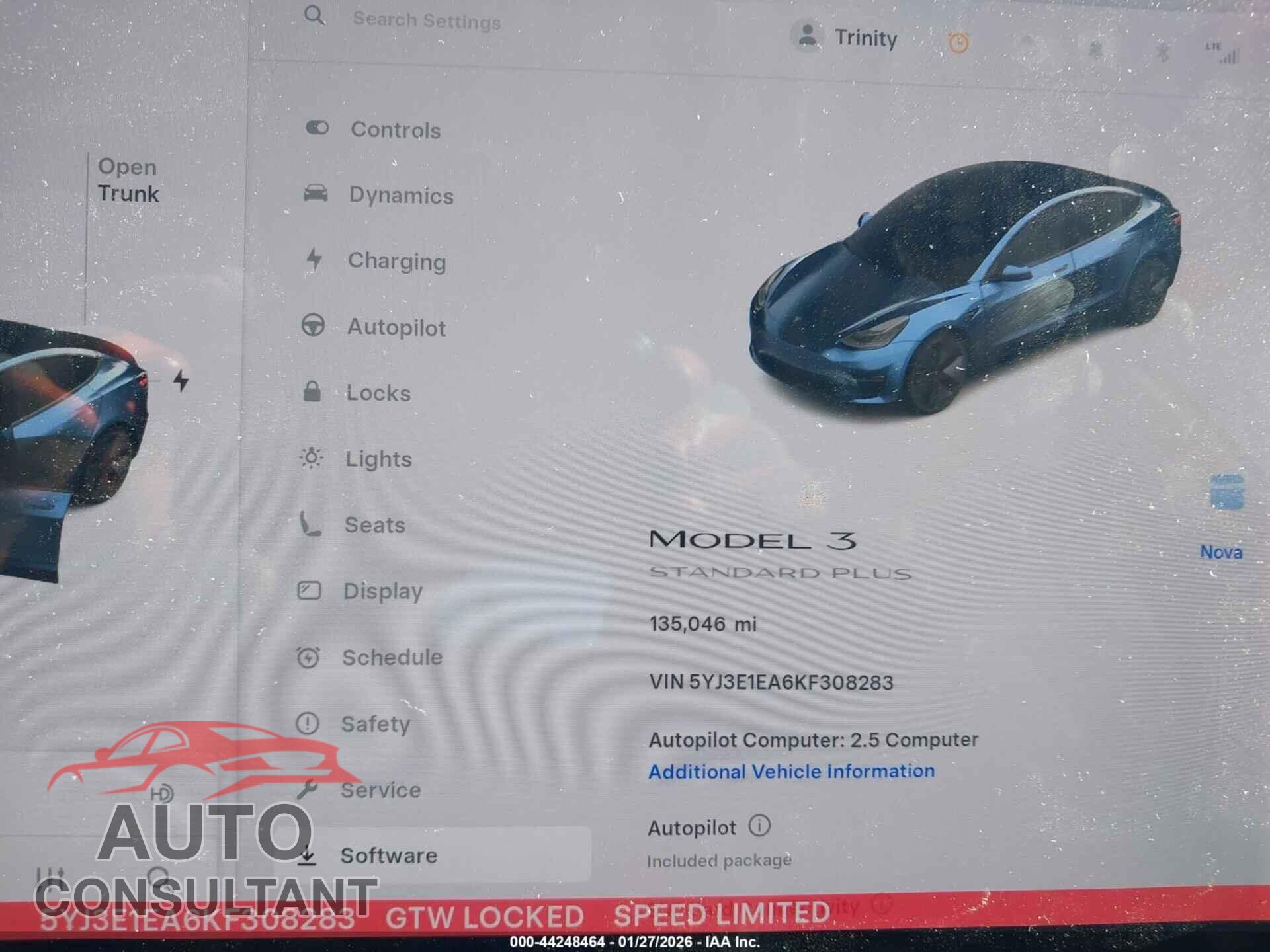 TESLA MODEL 3 2019 - 5YJ3E1EA6KF308283