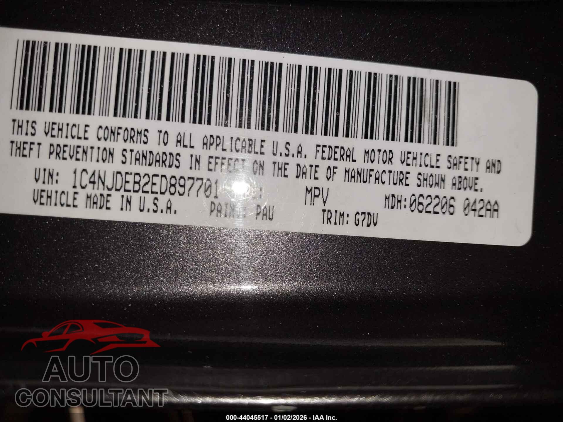 JEEP COMPASS 2014 - 1C4NJDEB2ED897701