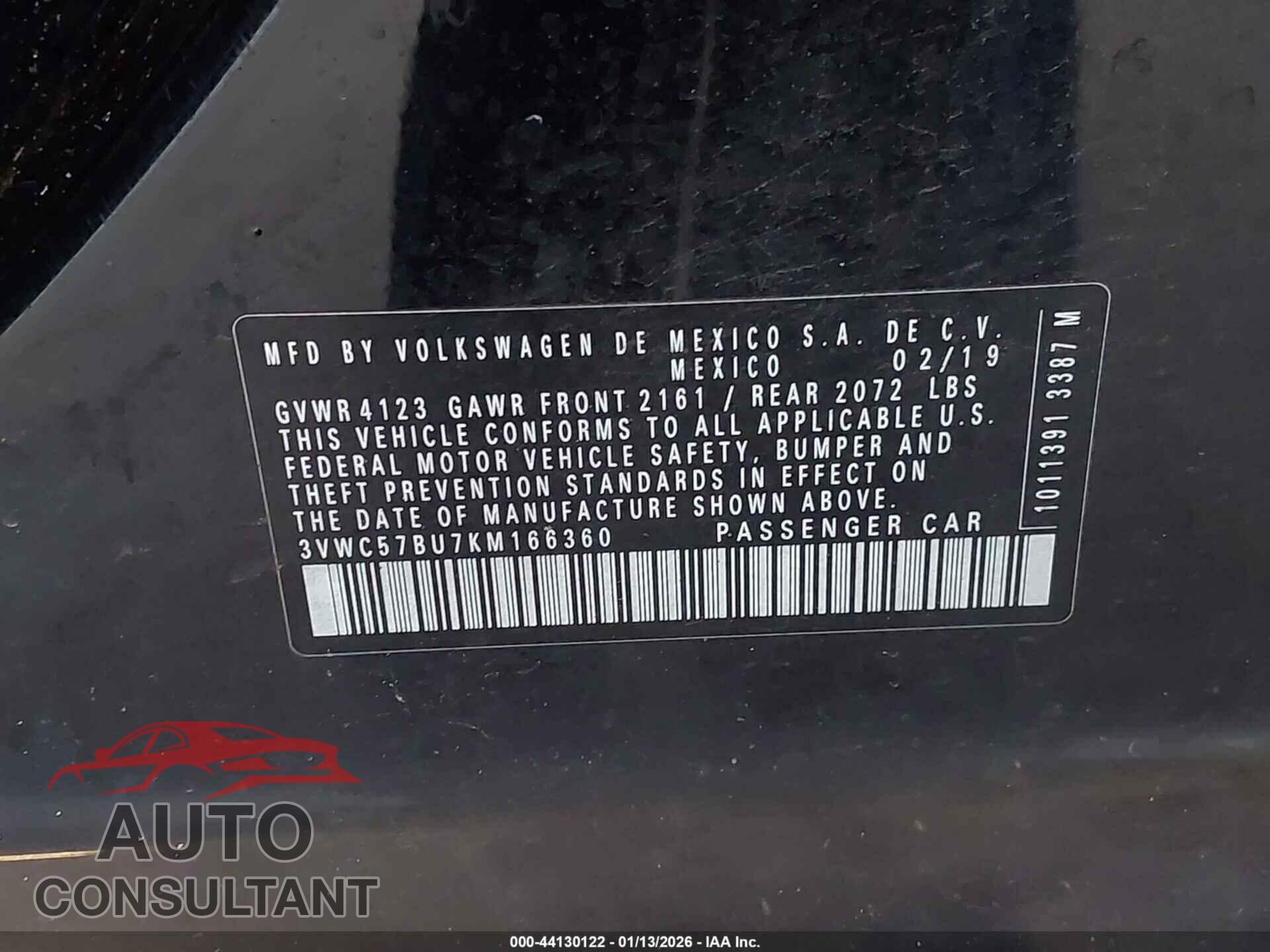 VOLKSWAGEN JETTA 2019 - 3VWC57BU7KM166360