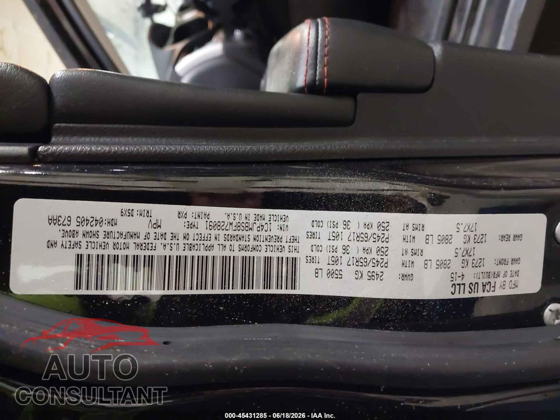 JEEP CHEROKEE 2015 - 1C4PJMBS8FW728091