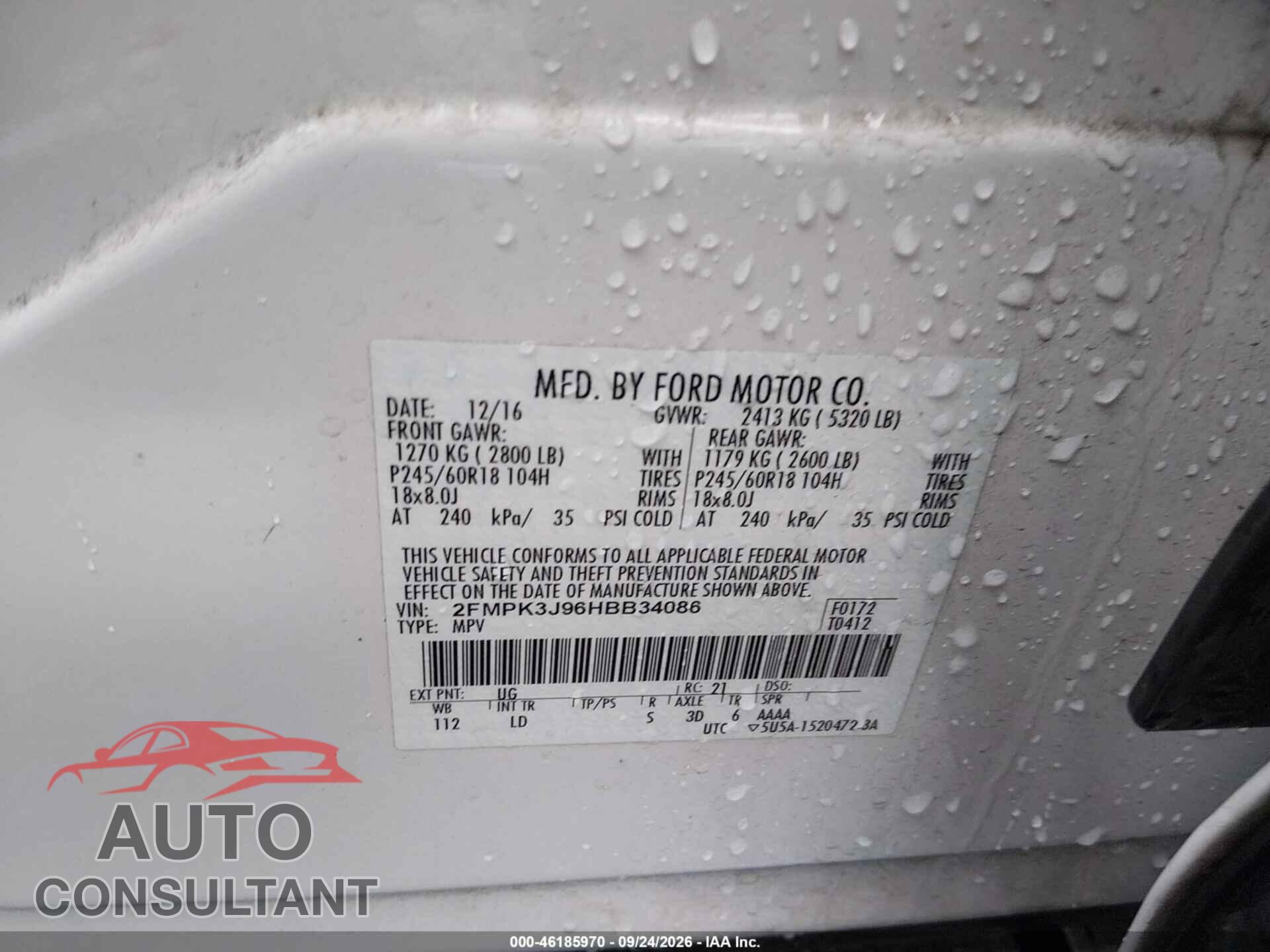 FORD EDGE 2017 - 2FMPK3J96HBB34086
