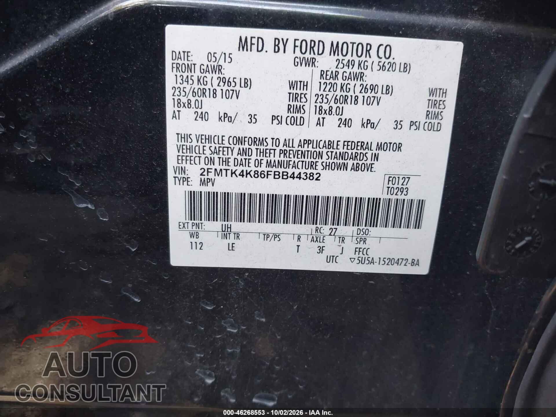 FORD EDGE 2015 - 2FMTK4K86FBB44382