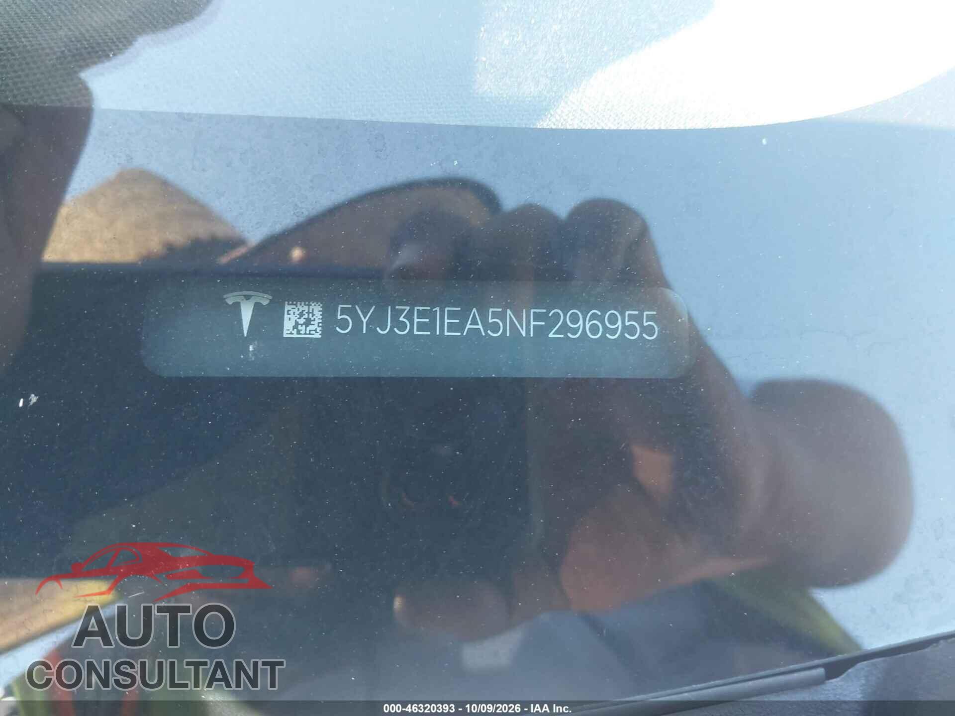TESLA MODEL 3 2022 - 5YJ3E1EA5NF296955