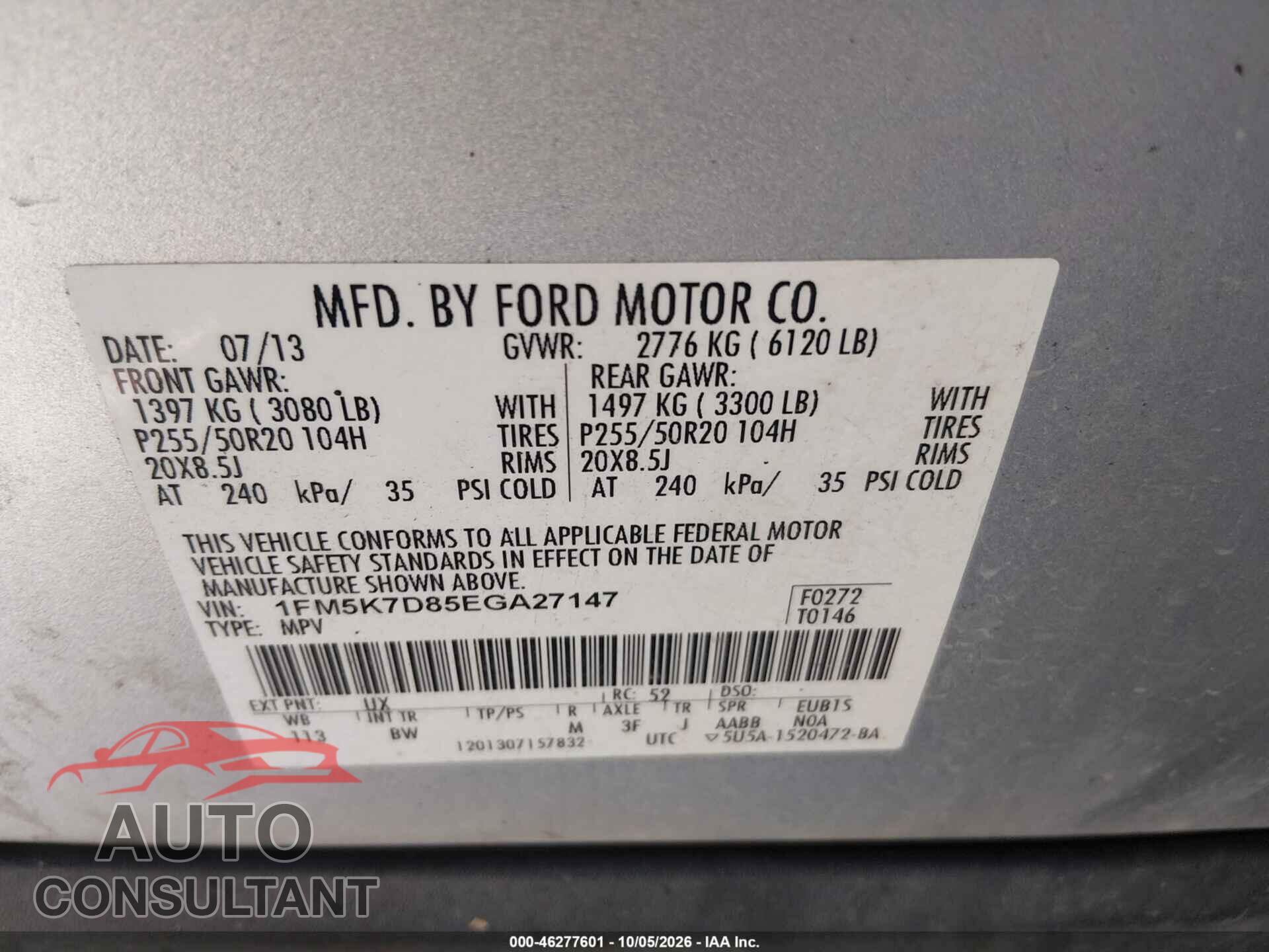 FORD EXPLORER 2014 - 1FM5K7D85EGA27147