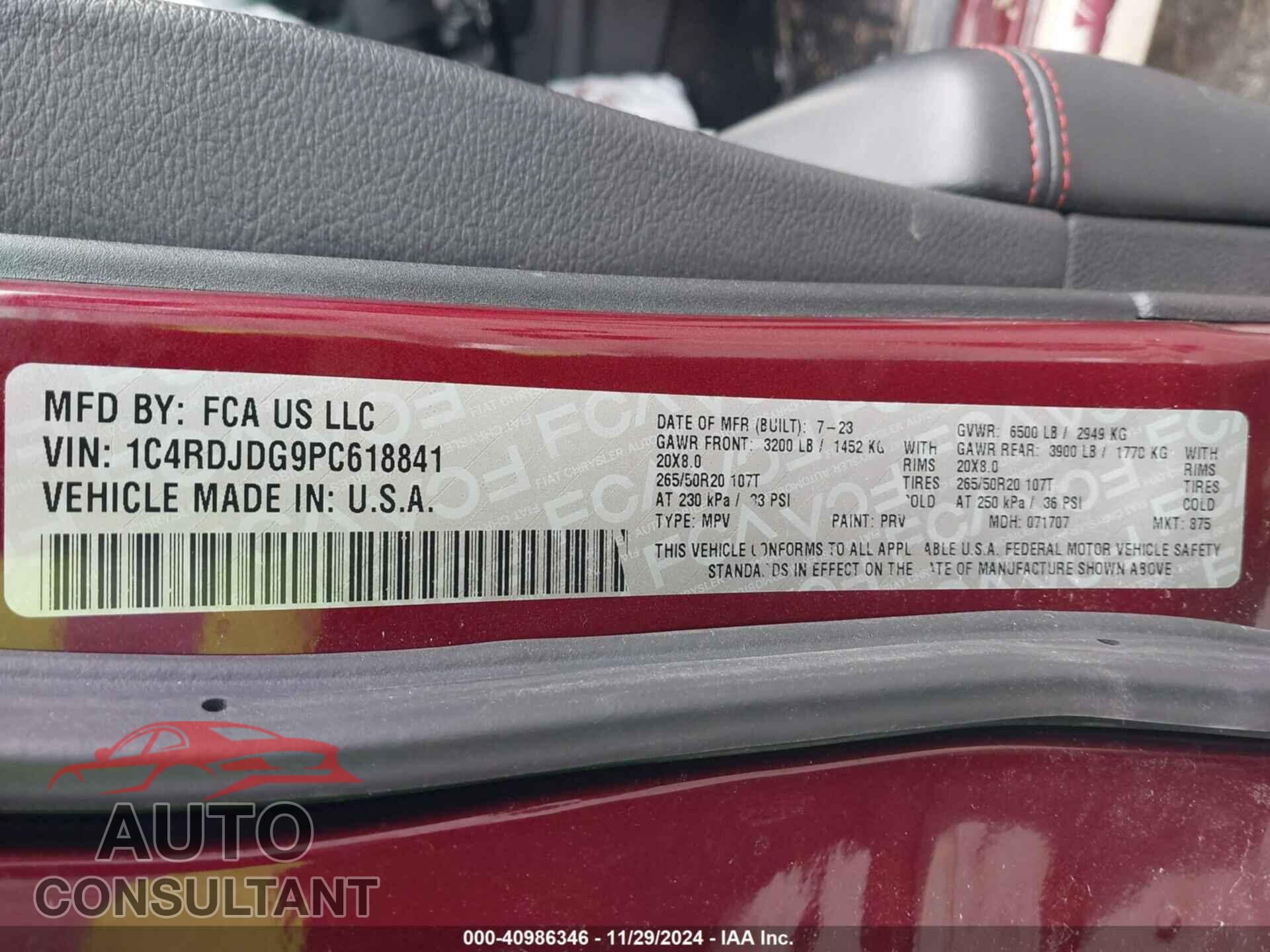DODGE DURANGO 2023 - 1C4RDJDG9PC618841
