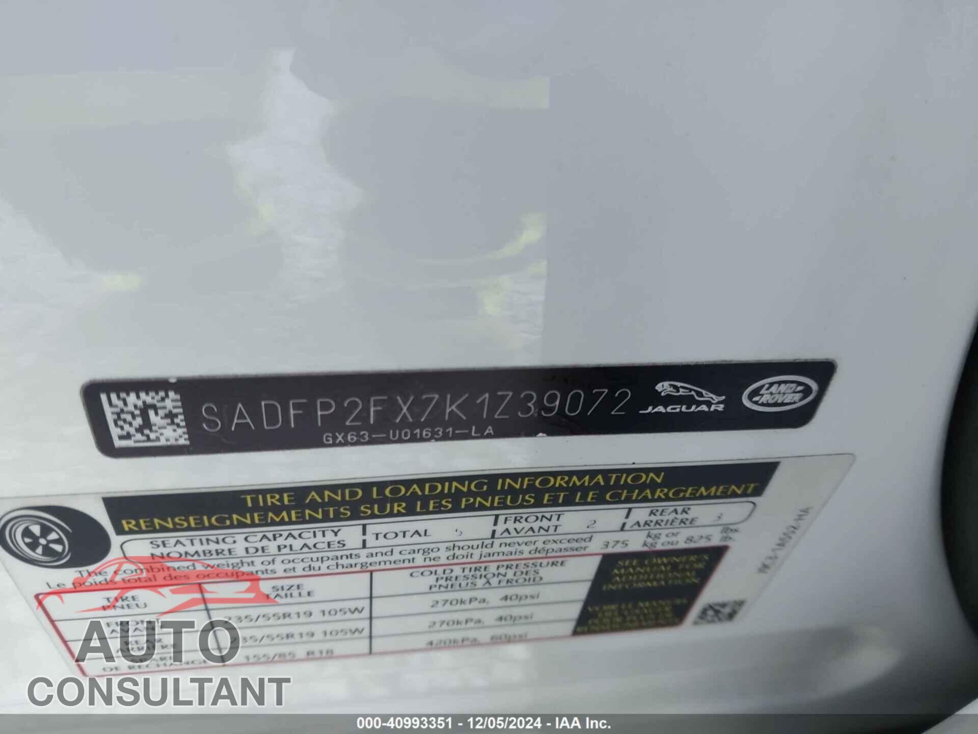 JAGUAR E-PACE 2019 - SADFP2FX7K1Z39072