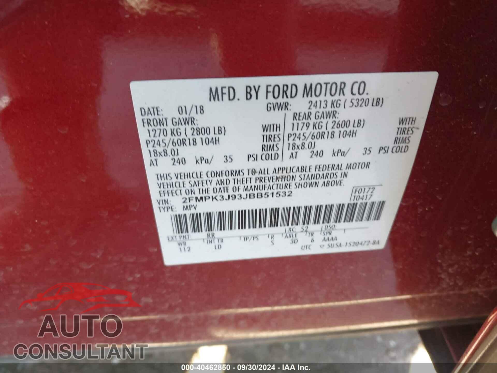 FORD EDGE 2018 - 2FMPK3J93JBB51532