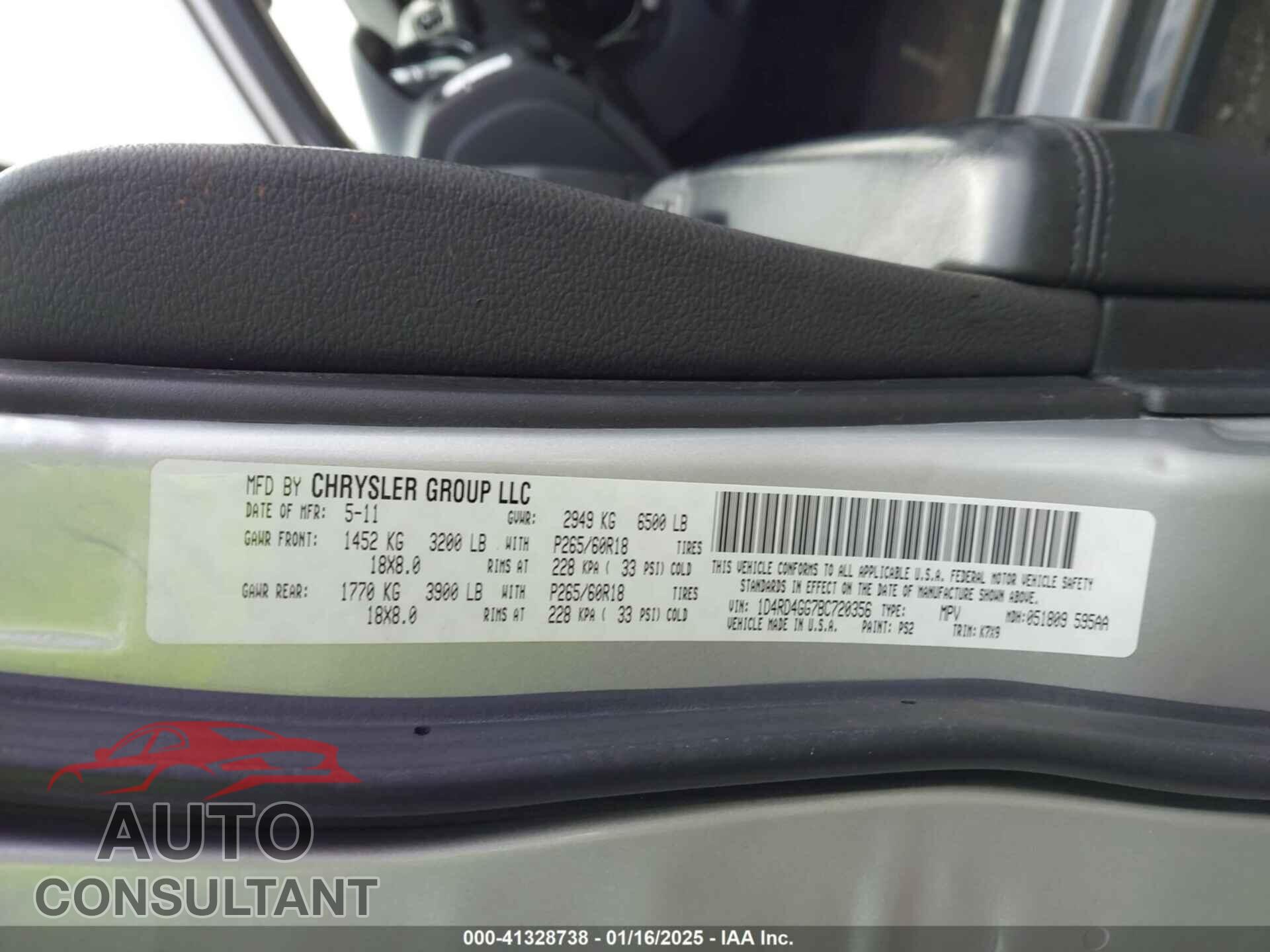 DODGE DURANGO 2011 - 1D4RD4GG7BC720356