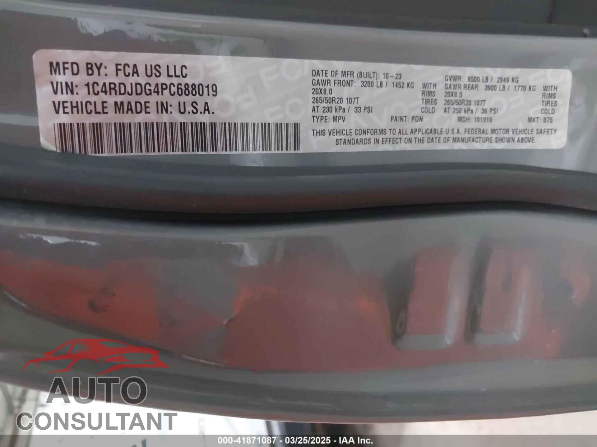 DODGE DURANGO 2023 - 1C4RDJDG4PC688019