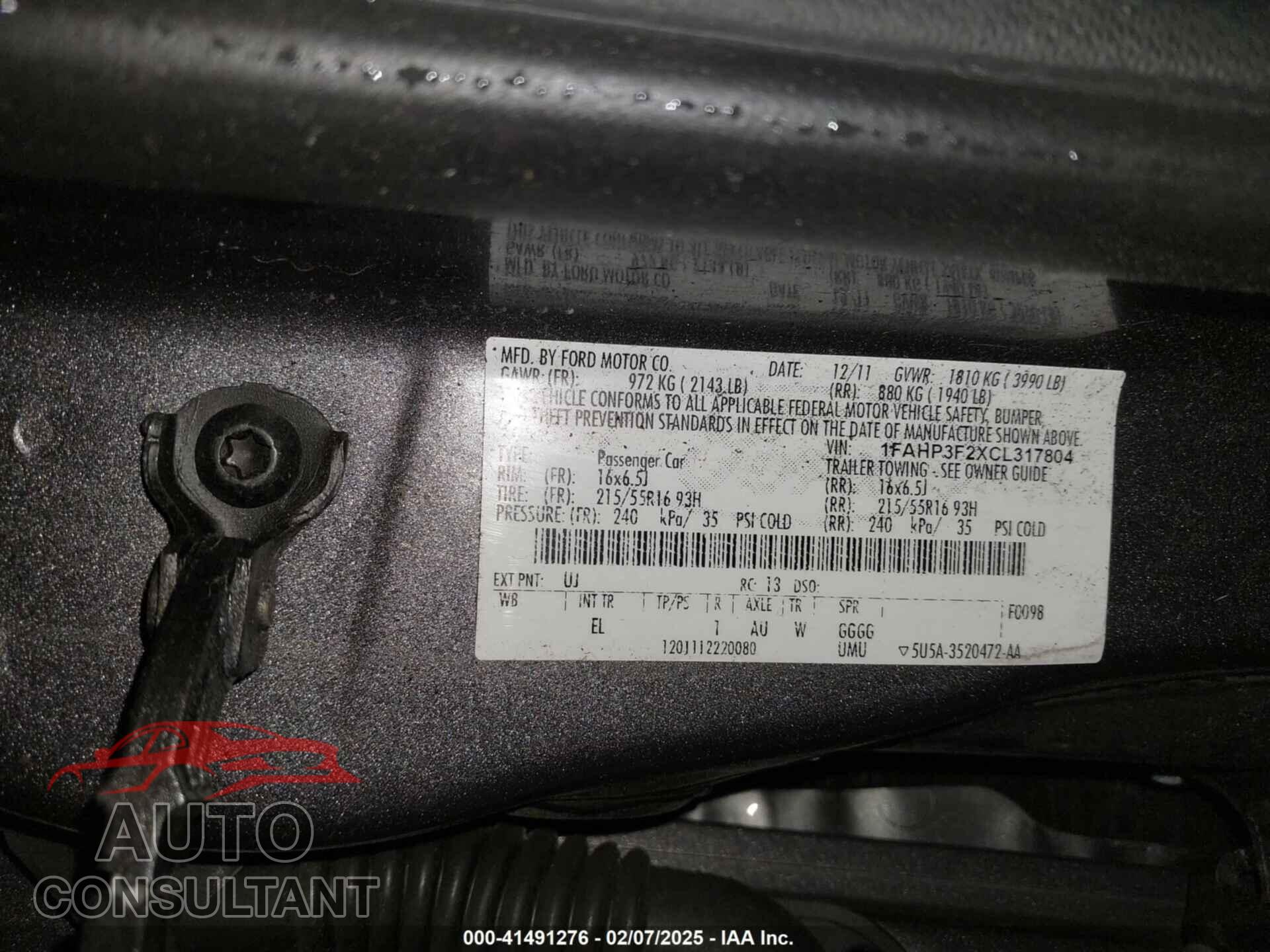FORD FOCUS 2012 - 1FAHP3F2XCL317804