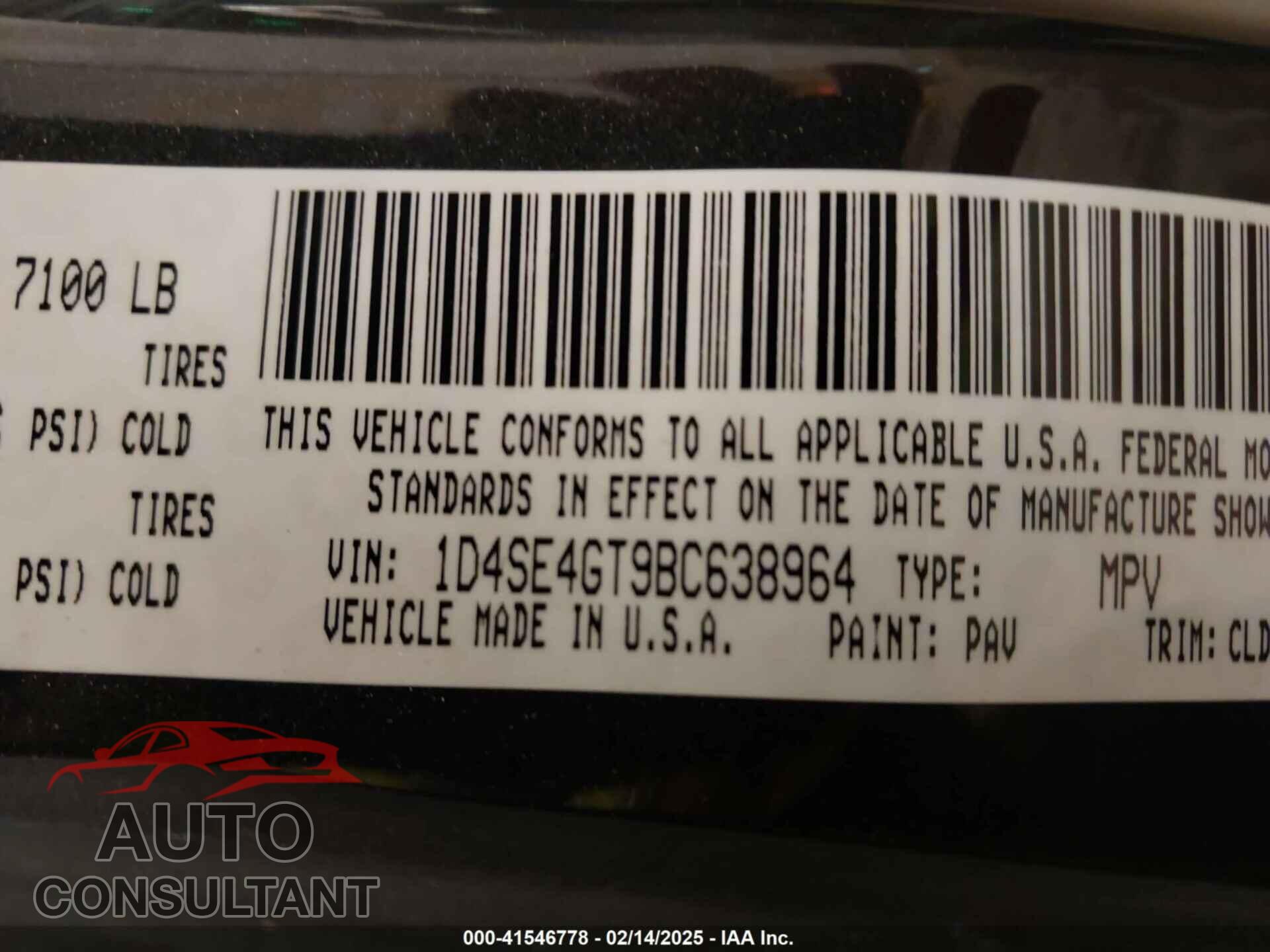 DODGE DURANGO 2011 - 1D4SE4GT9BC638964