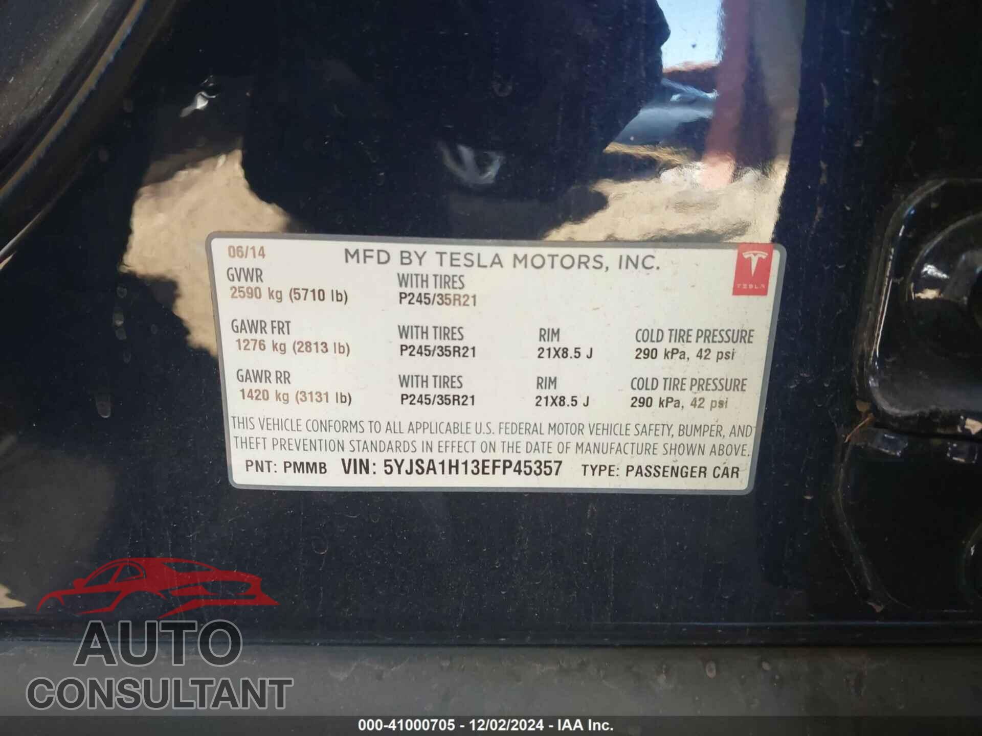 TESLA MODEL S 2014 - 5YJSA1H13EFP45357