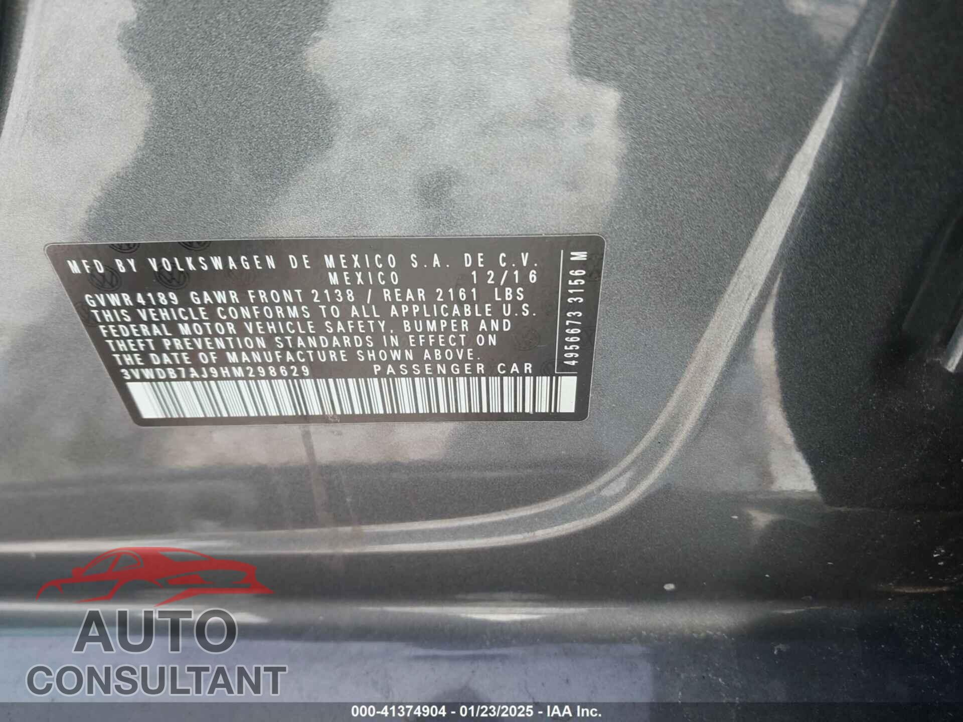 VOLKSWAGEN JETTA 2017 - 3VWDB7AJ9HM298629
