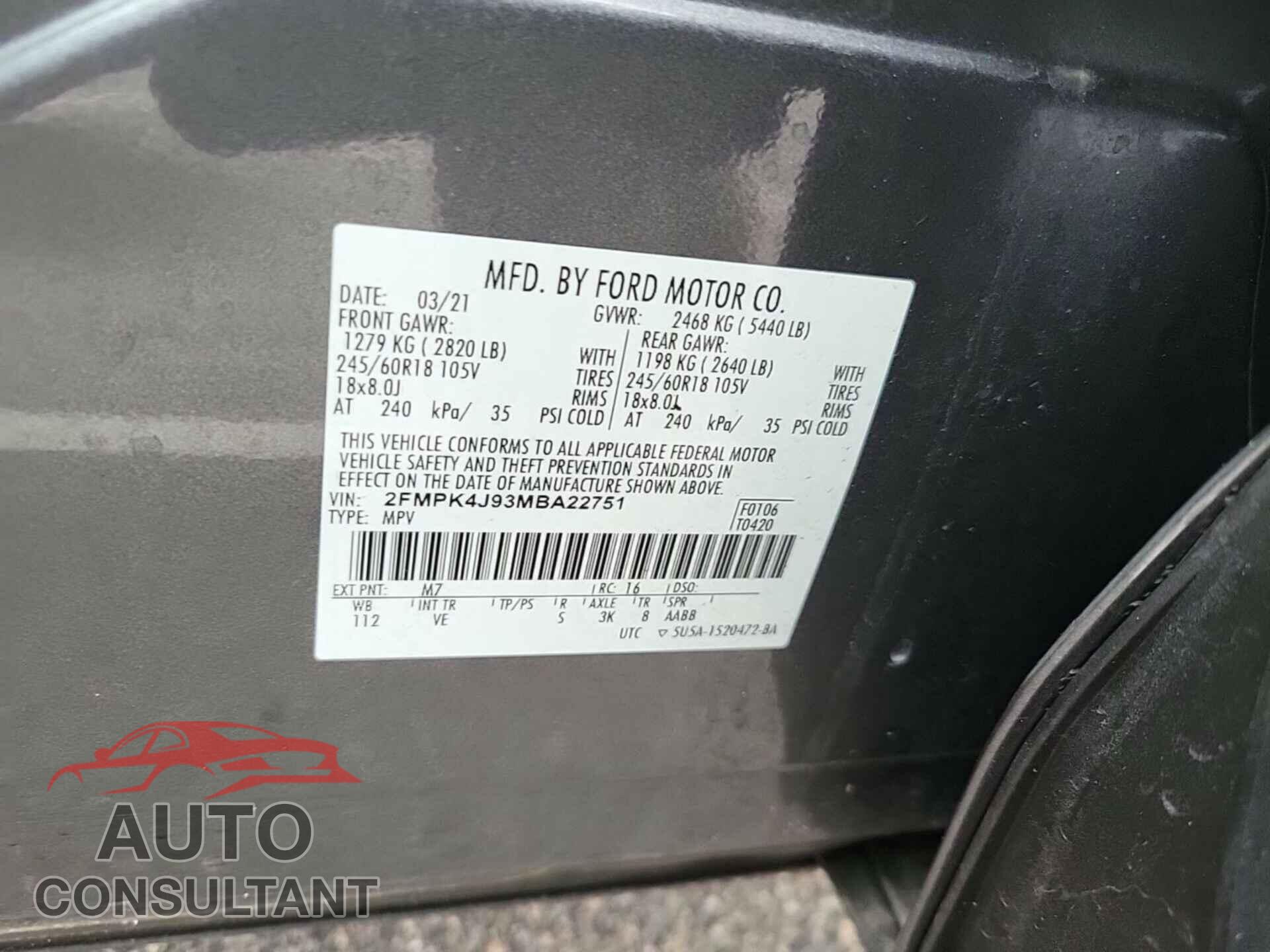FORD EDGE 2021 - 2FMPK4J93MBA22751