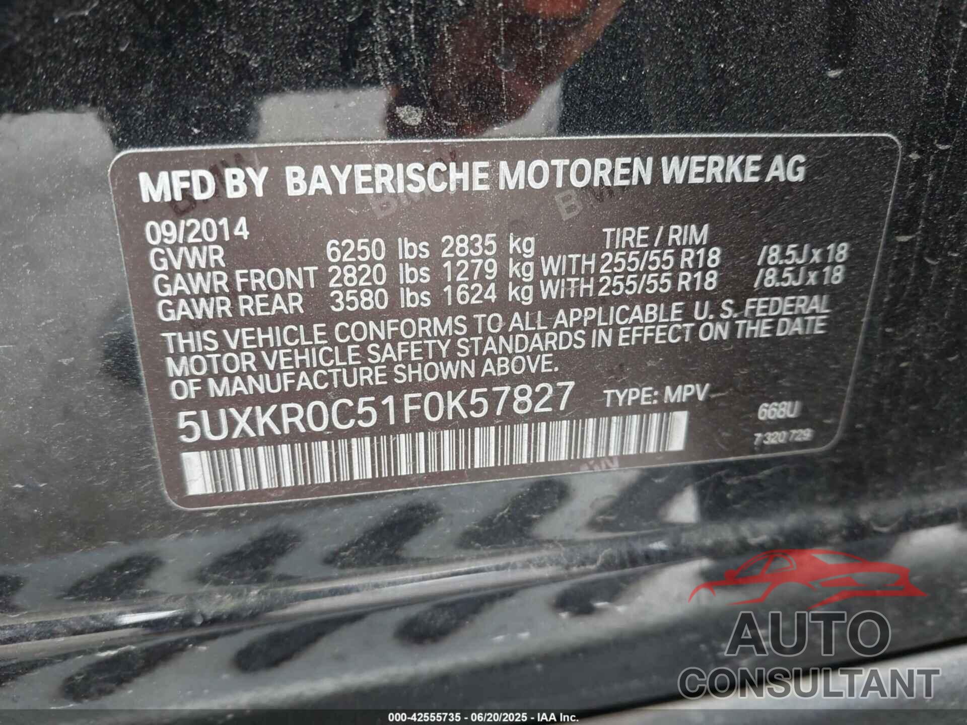BMW X5 2015 - 5UXKR0C51F0K57827
