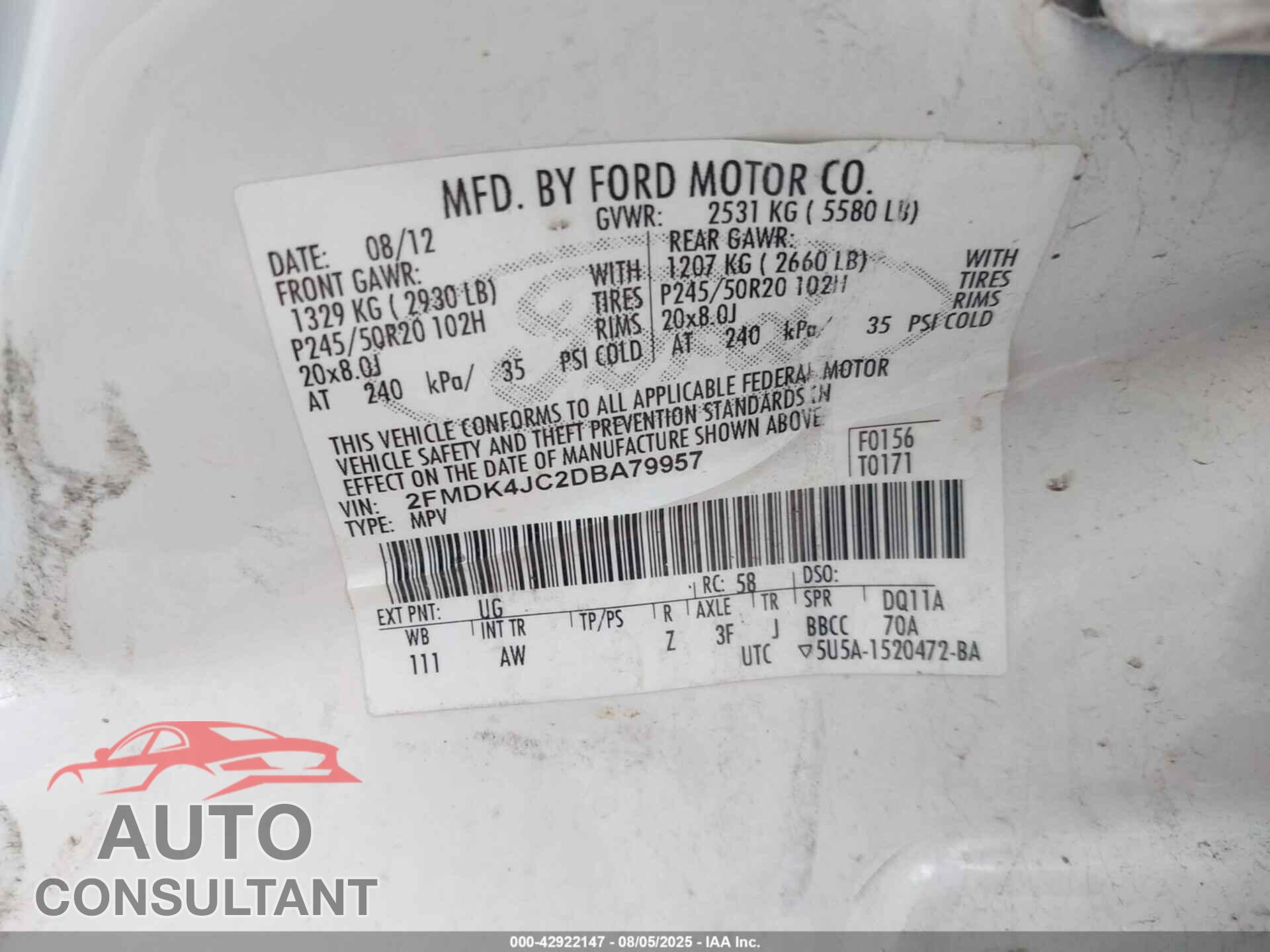 FORD EDGE 2013 - 2FMDK4JC2DBA79957