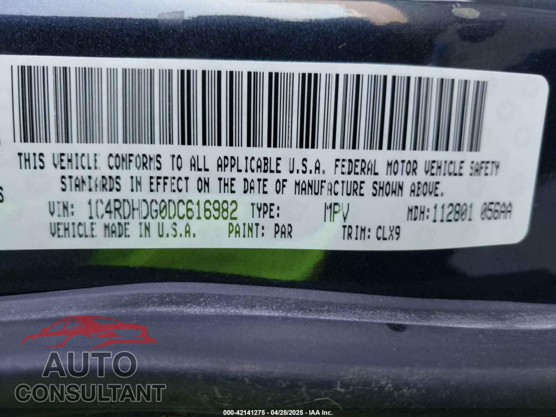 DODGE DURANGO 2013 - 1C4RDHDG0DC616982