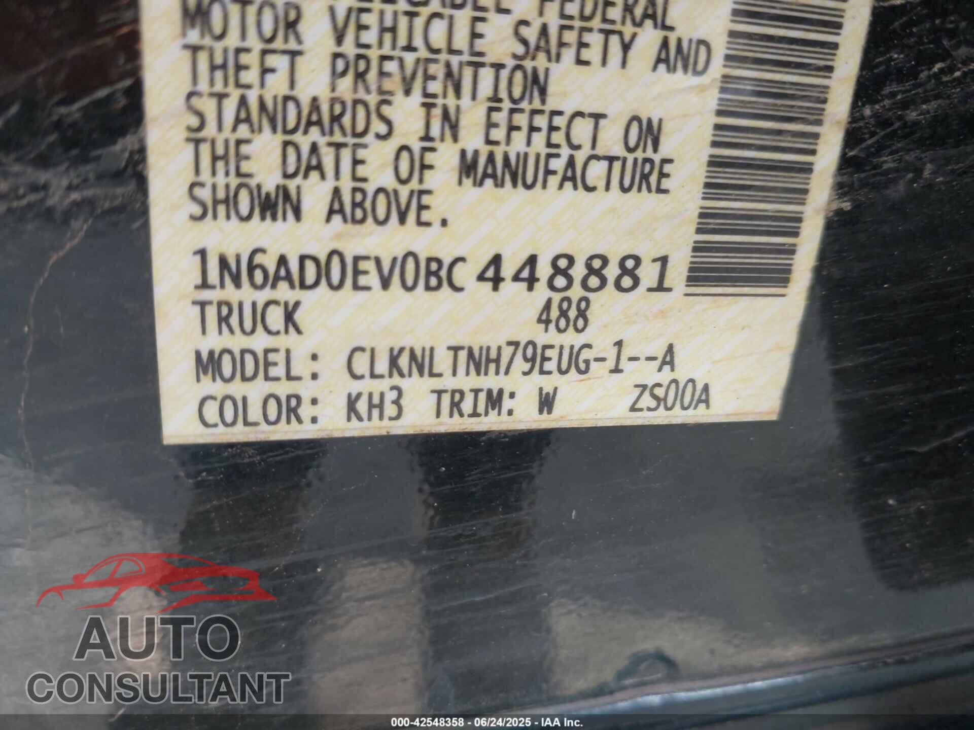 NISSAN FRONTIER 2011 - 1N6AD0EV0BC448881