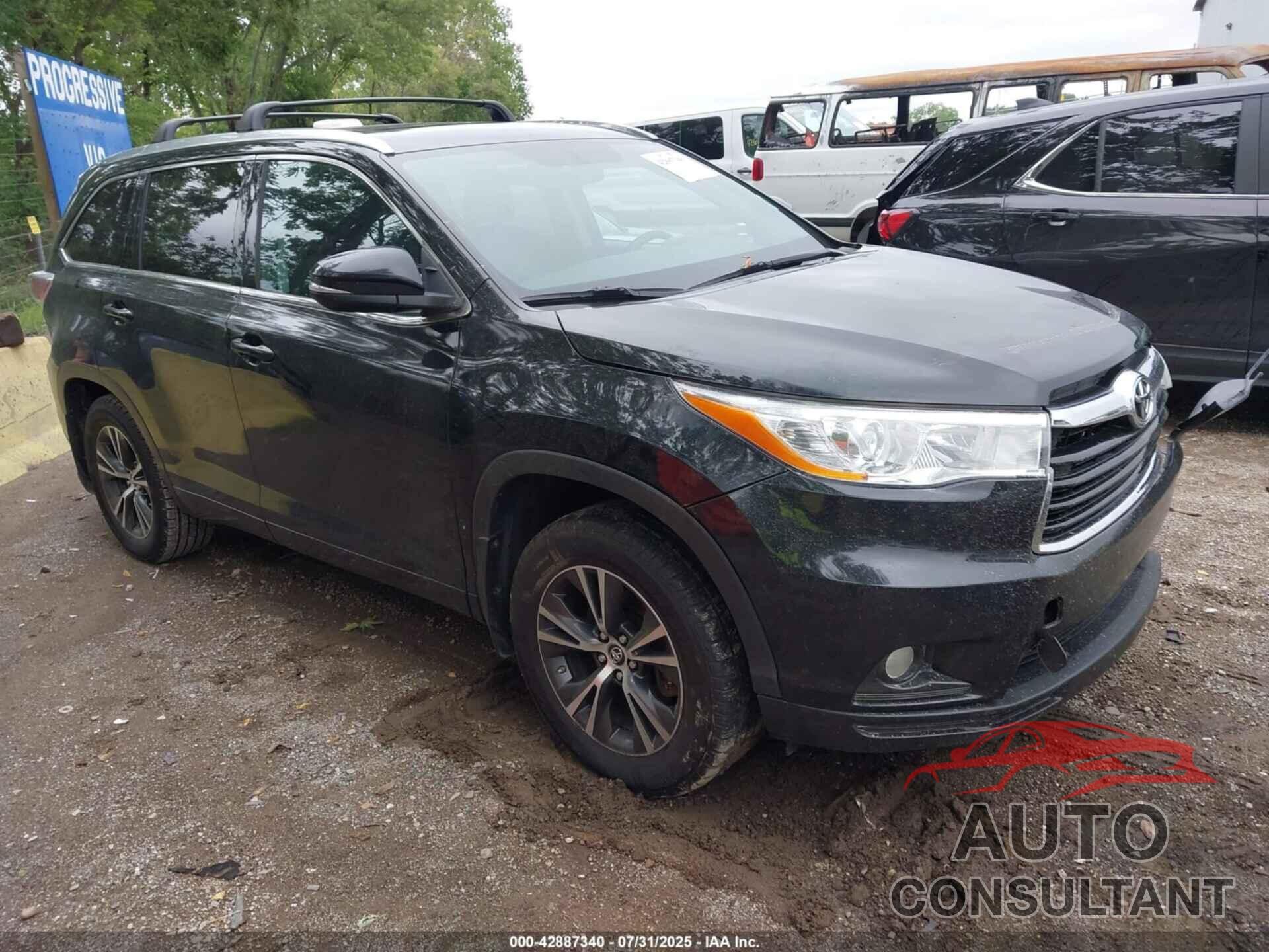 TOYOTA HIGHLANDER 2016 - 5TDJKRFH3GS505845