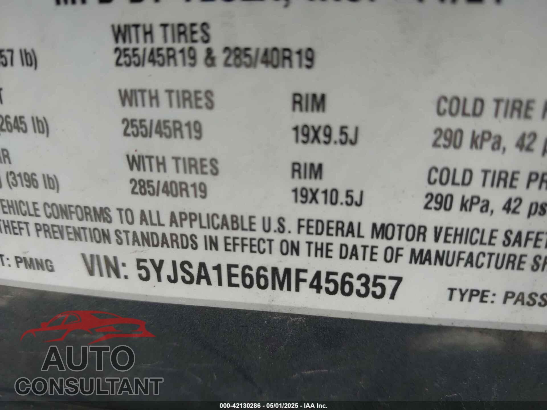 TESLA MODEL S 2021 - 5YJSA1E66MF456357