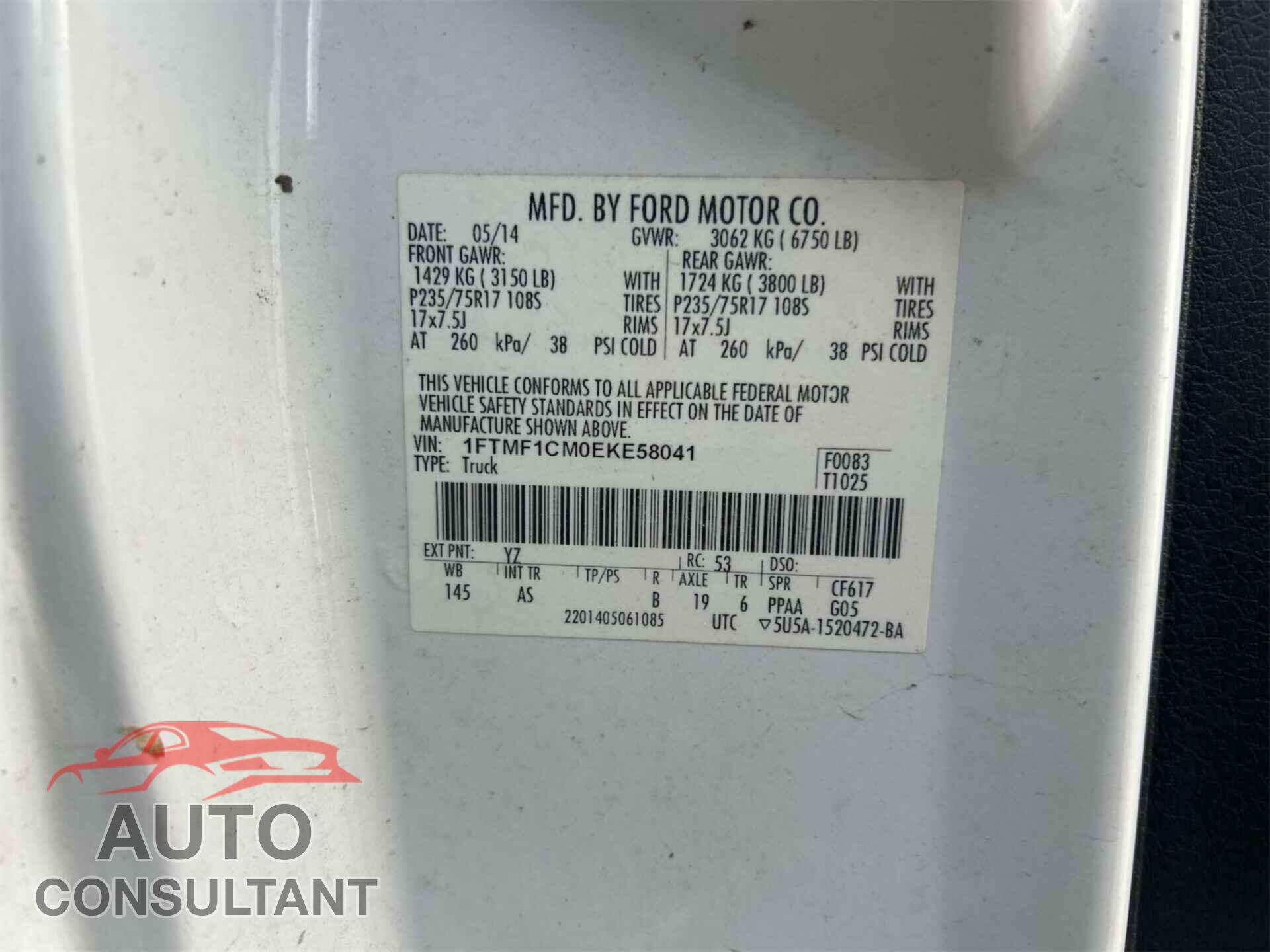 FORD F150 2014 - 1FTMF1CM0EKE58041