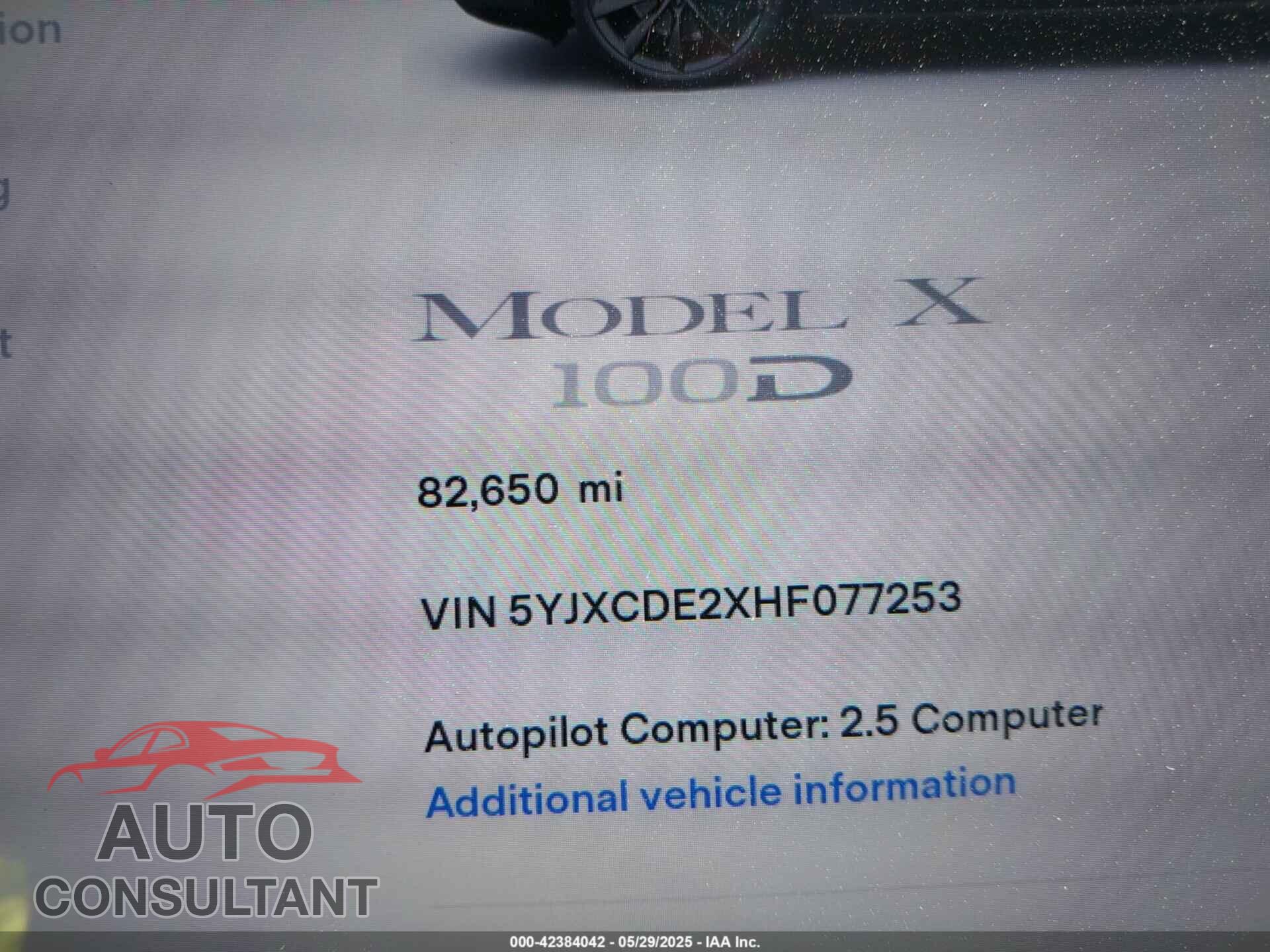TESLA MODEL X 2017 - 5YJXCDE2XHF077253