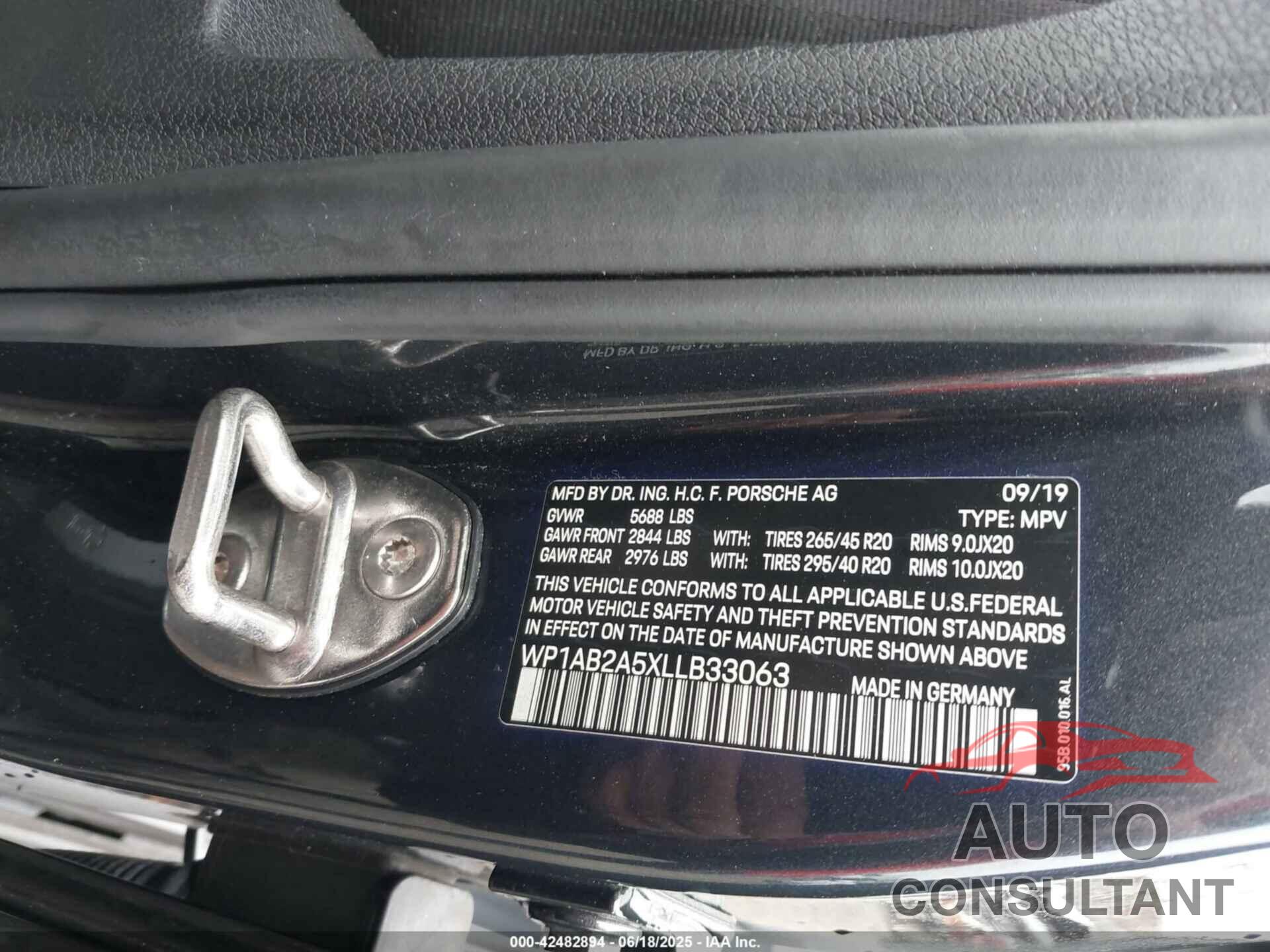 PORSCHE MACAN 2020 - WP1AB2A5XLLB33063