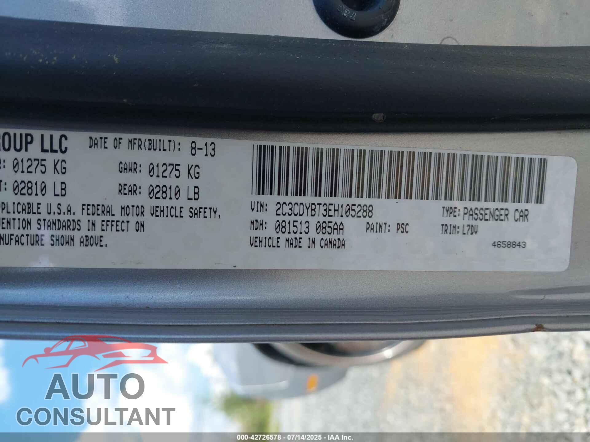DODGE CHALLENGER 2014 - 2C3CDYBT3EH105288