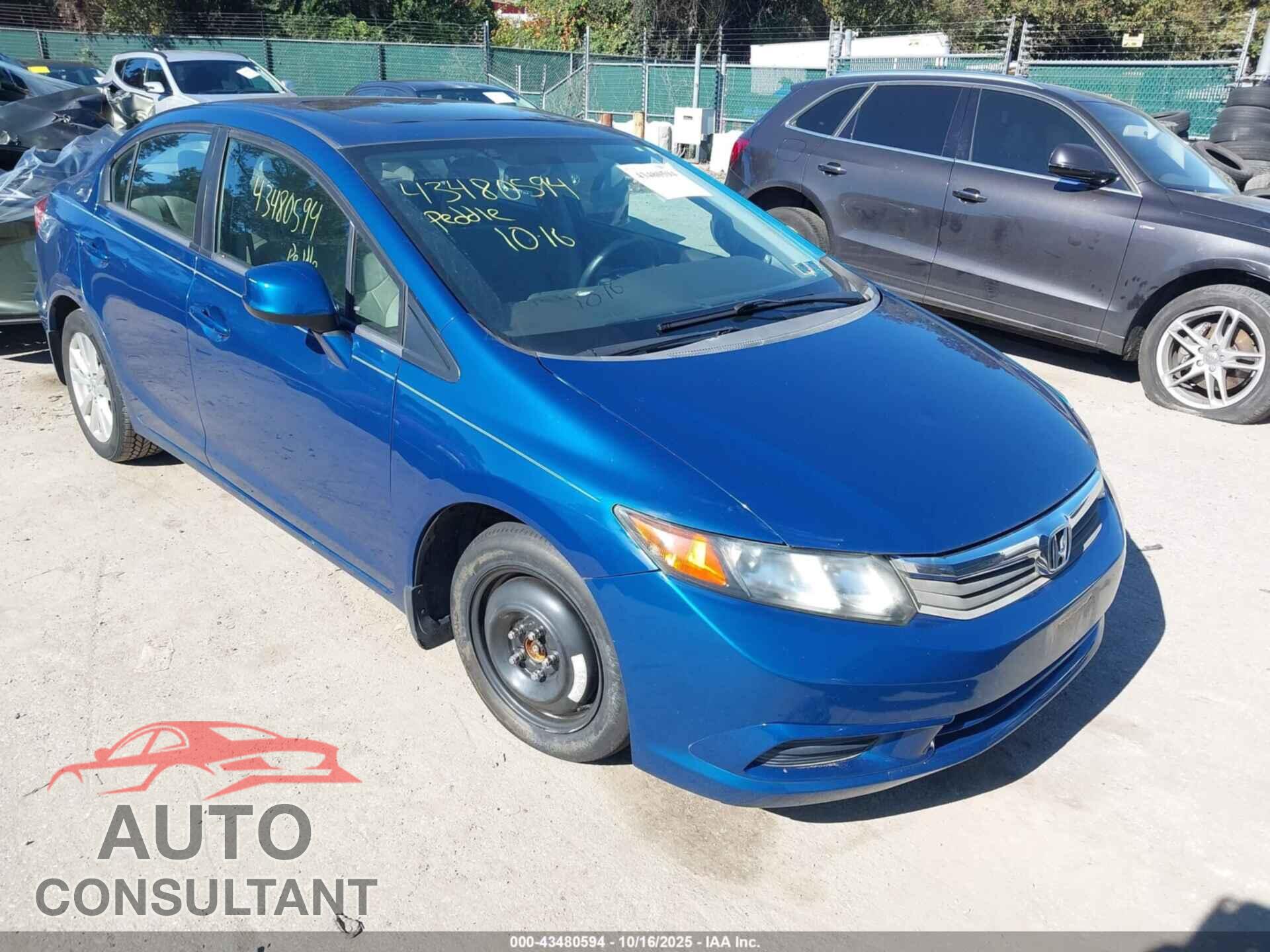 HONDA CIVIC 2012 - 19XFB2F89CE367617